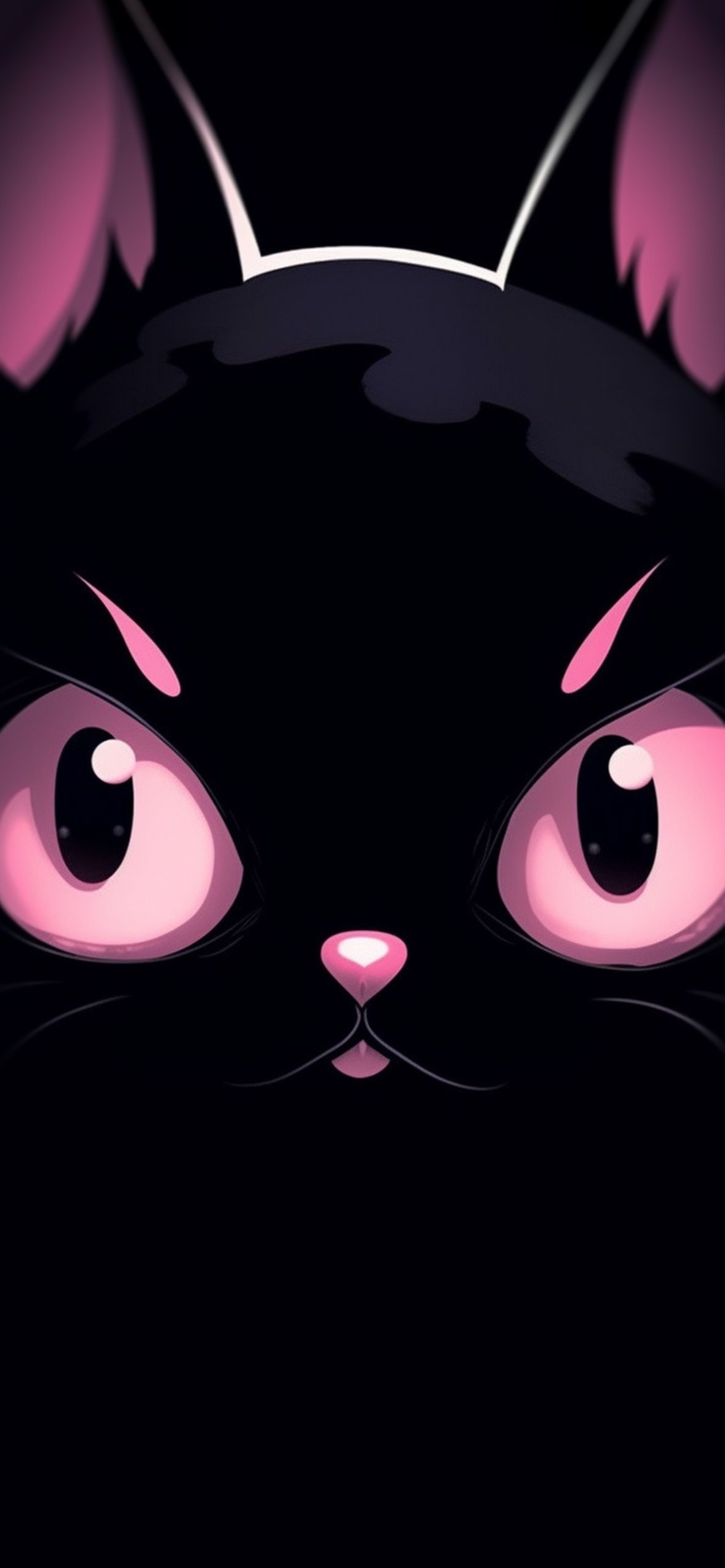 1190x2560 Black & Pink Cat Wallpaper, Phone