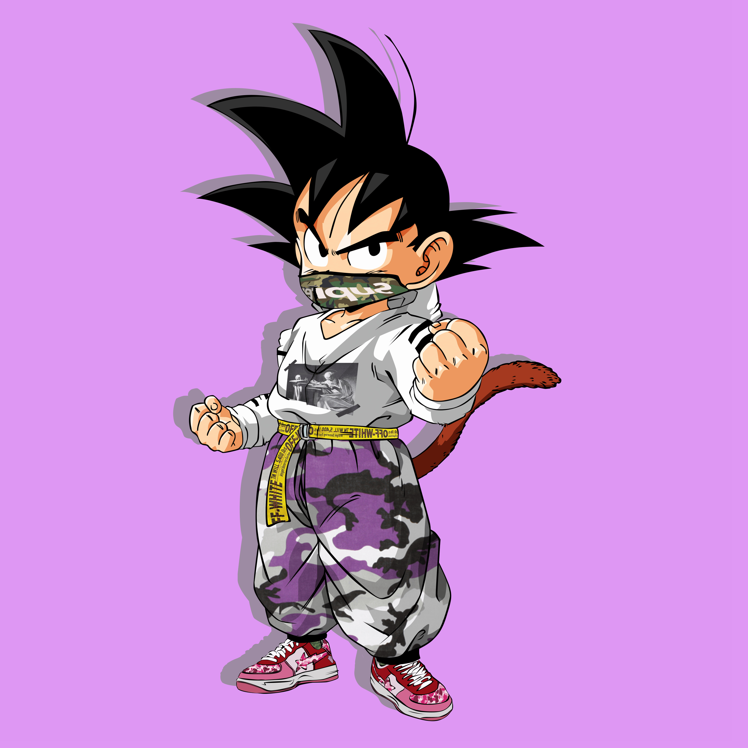 3160x3160 HYPEBEAST GOKU. Off White Bape Supreme. Dragon Ball Art, Dragon, Phone