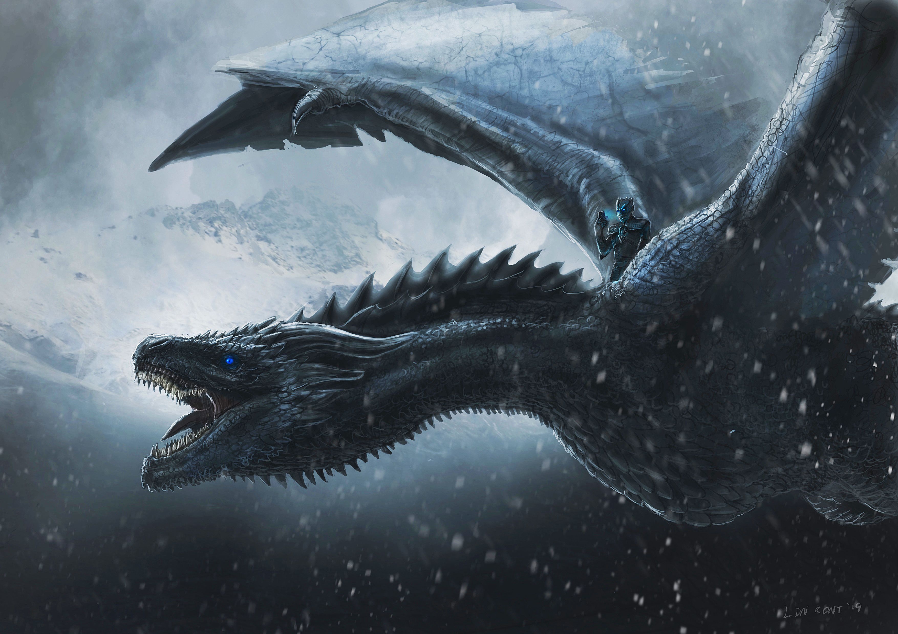 3510x2480 Night King Dragon Art Wallpaper, HD Artist 4K Wallpaper, Image, Photo and Background. Game of thrones artwork, Game of thrones dragons, Ice dragon, Desktop