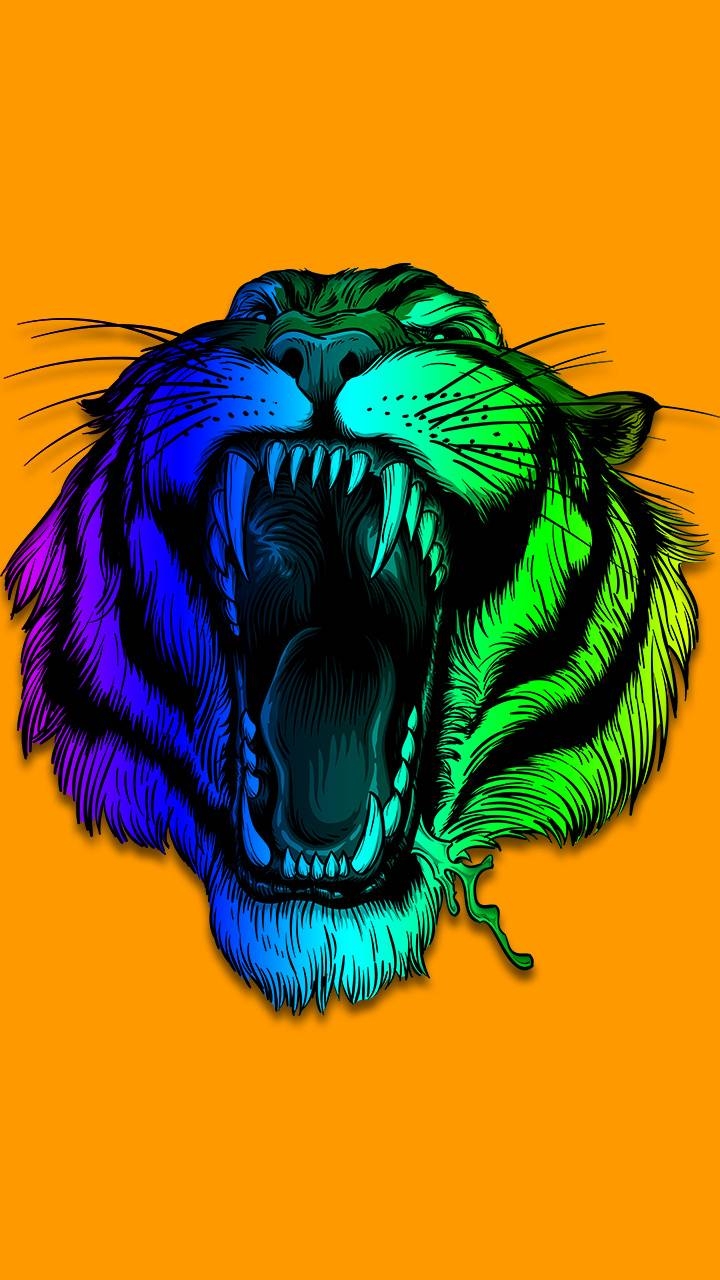 720x1280 Rainbow Tiger wallpaper, Phone