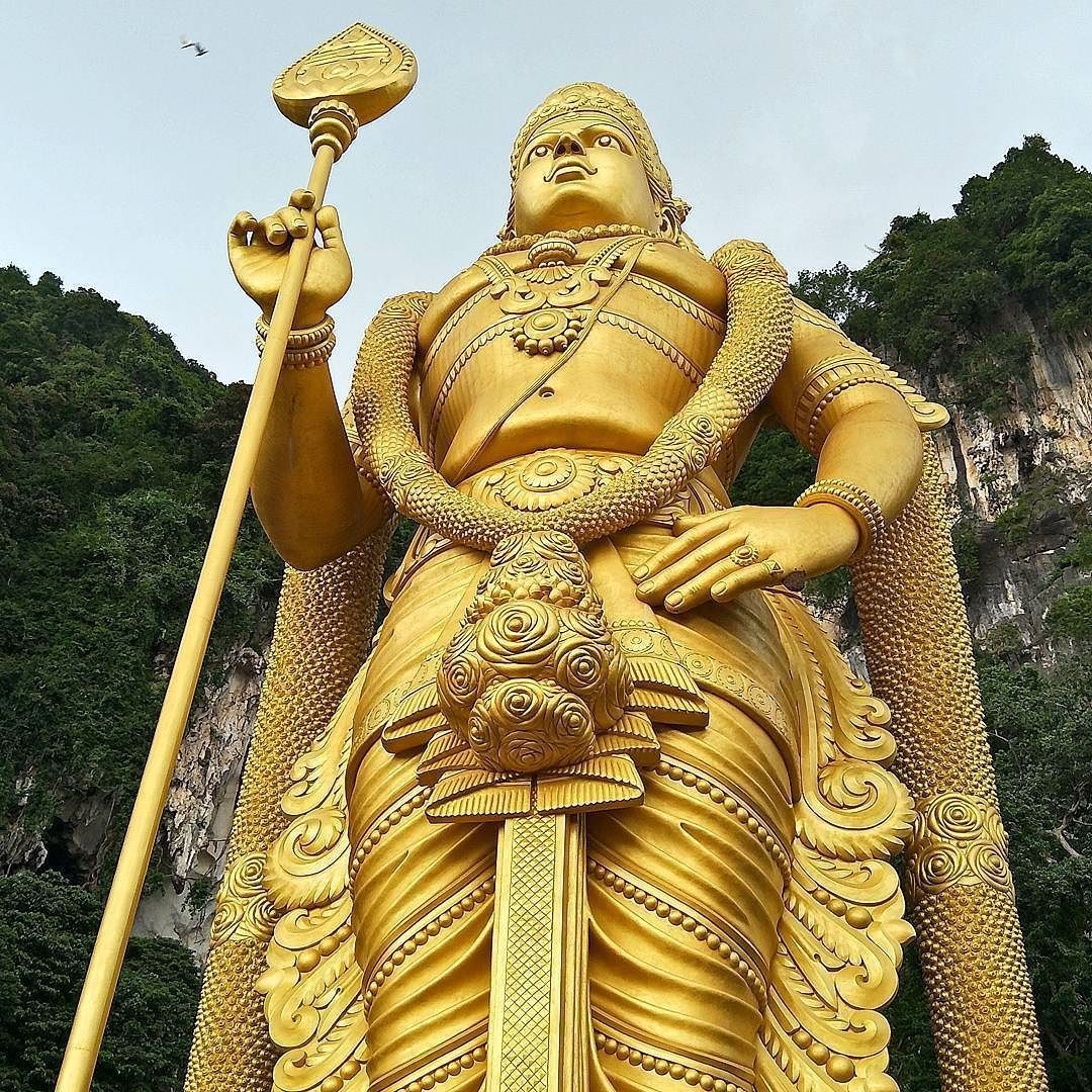 1080x1080 Lord Murugan Golden Statue from a low perspective at Batu Caves Selangor. This is probably the most visited tou. Lord murugan, Batu caves, Lord murugan wallpaper, Phone