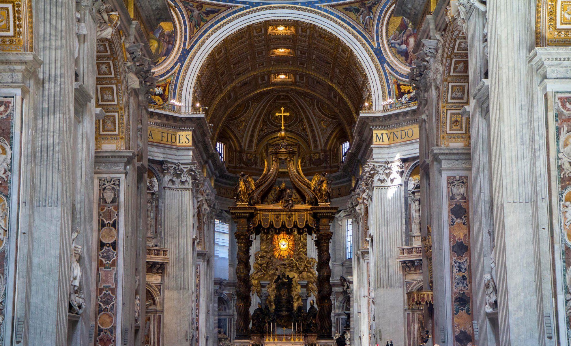 1980x1200 vatican city st. peter's basilica the altar nave religion HD wallpaper, Desktop