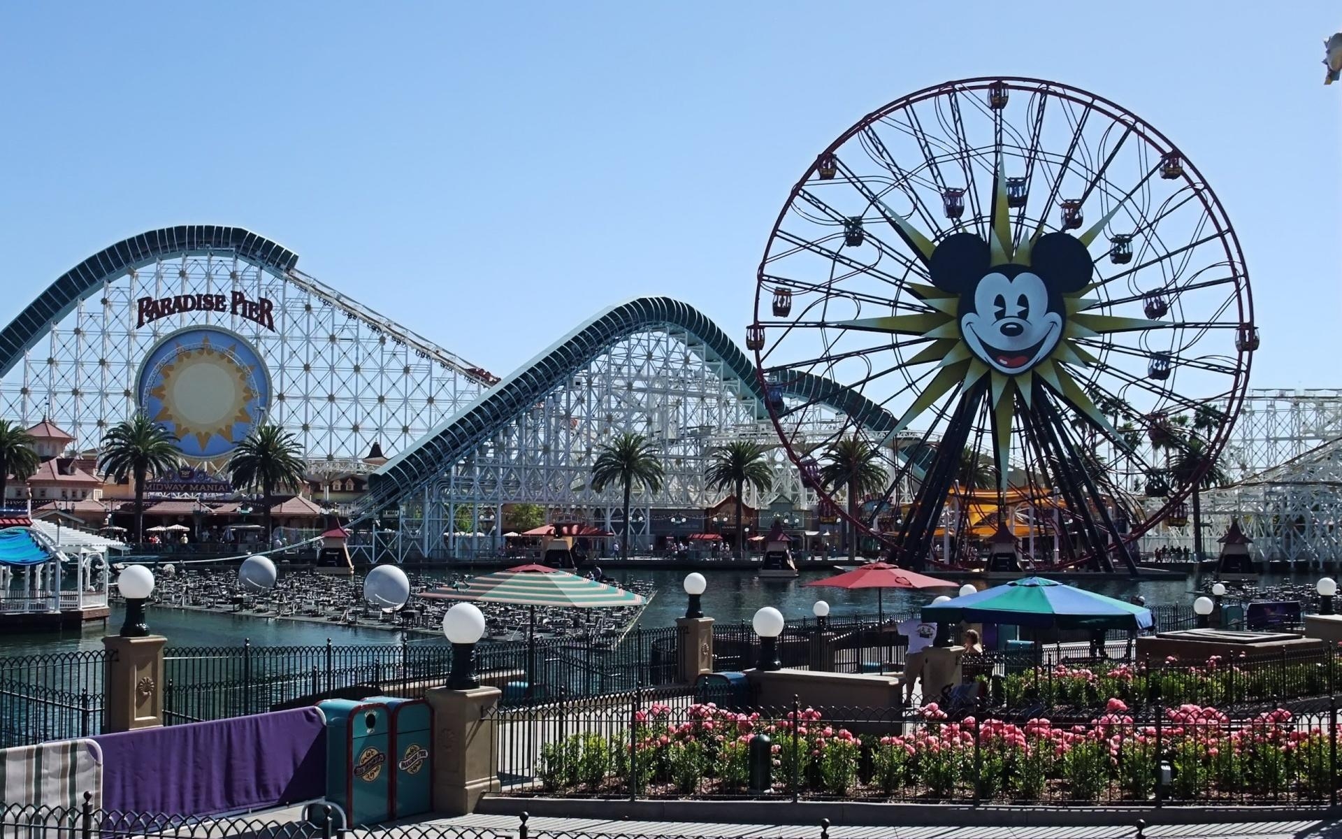 1920x1200 Wallpaper city, attraction, park, paradise pier, disneyland, Desktop