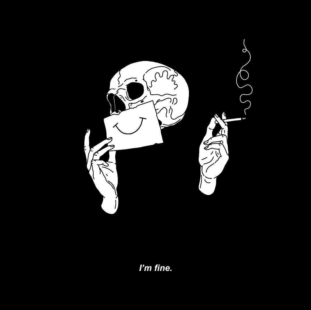 1080x1080 I'm fine. Skull art, Aesthetic art, Skeleton art, Desktop