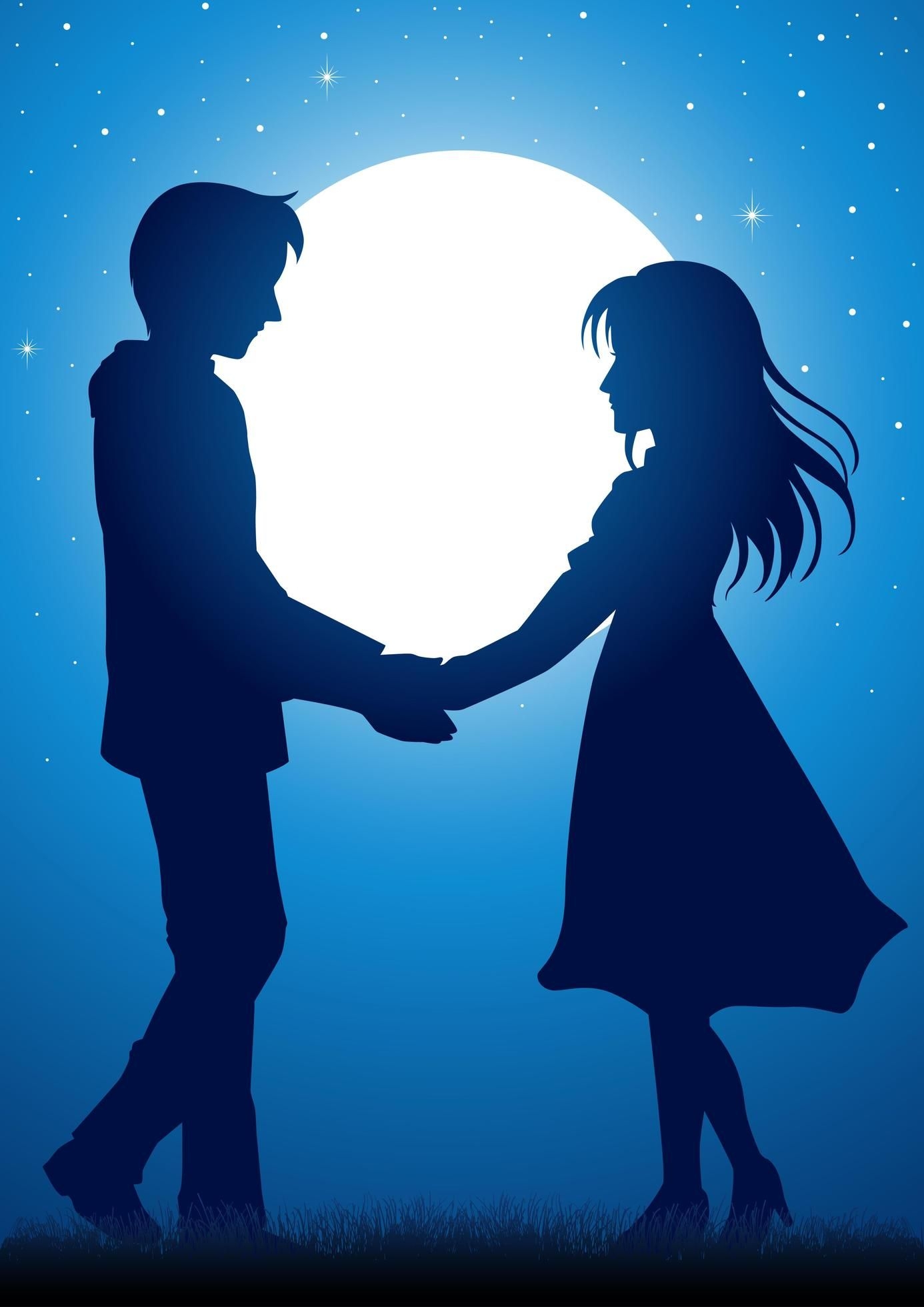 1390x1960 Young couple holding hands under the moonlight. Silhouette illustration, Love background image, Couple holding hands, Phone