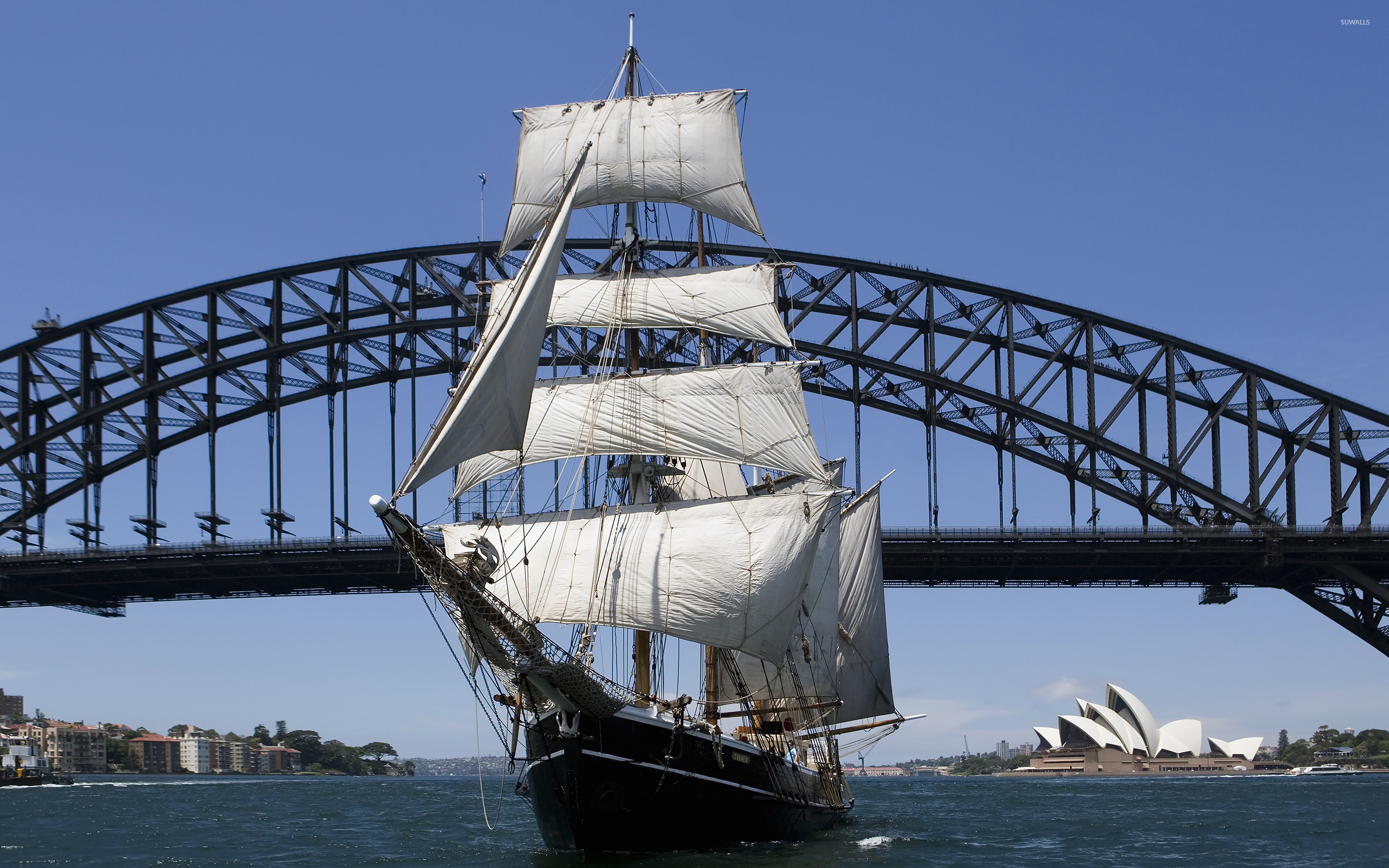 2880x1800 Sailboat under Sydney Harbour Bridge wallpaper wallpaper, Desktop