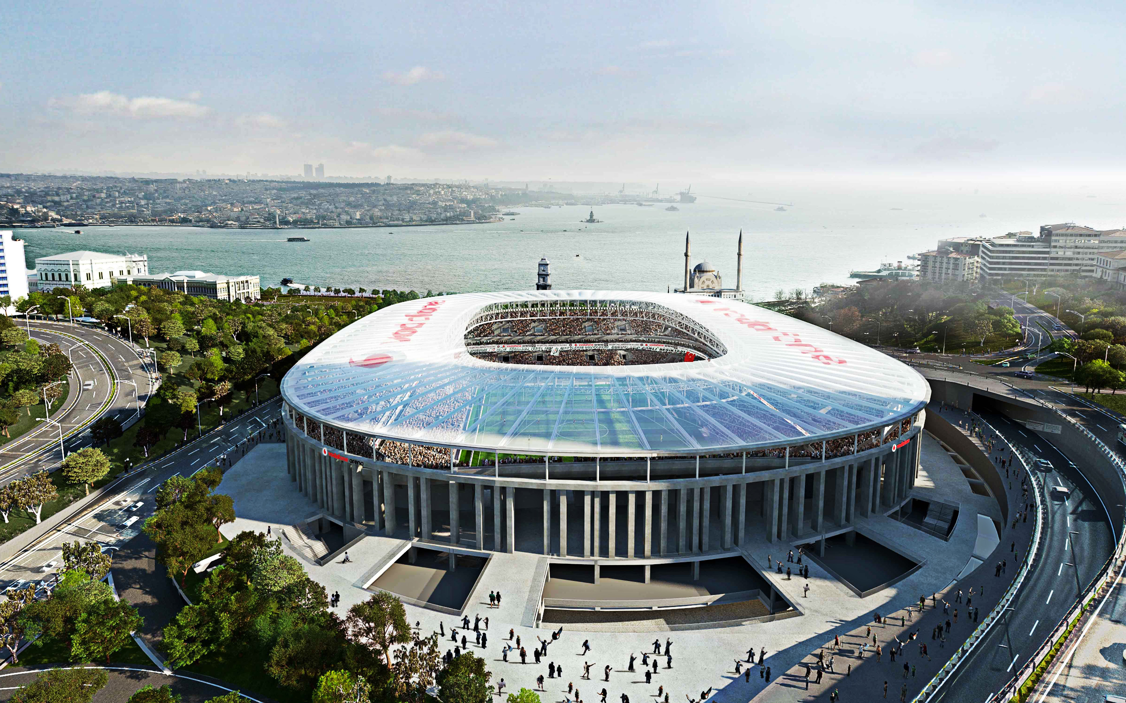 3840x2400 Download wallpaper 4k, Vodafone Park, aerial view, football stadium, BJK, Vodafone Arena, soccer, Besiktas stadium, Turkey, turkish stadiums, Besiktas for desktop with resolution. High Quality HD picture wallpaper, Desktop