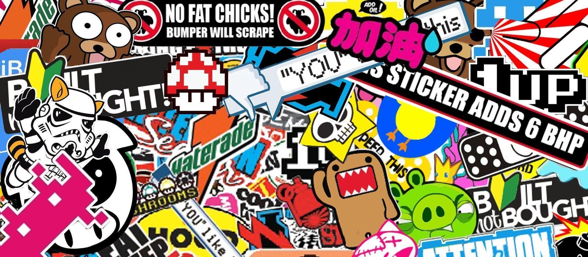 2040x900 Sticker Bomb, #sticks, #bombs. Wallpaper No. 141962, Dual Screen