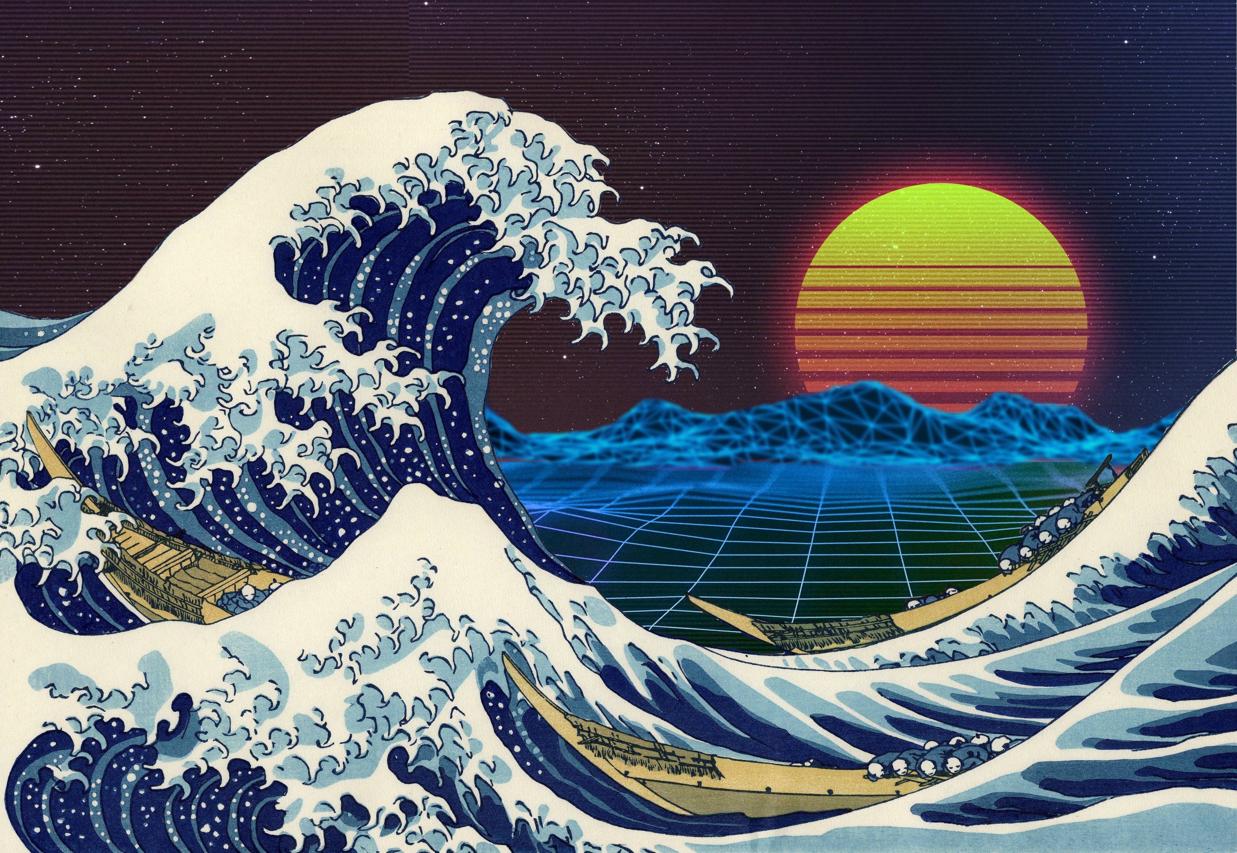 4000x2760 Outrun Wave Off Kanagawa 4k, HD Wallpaper & background, Desktop