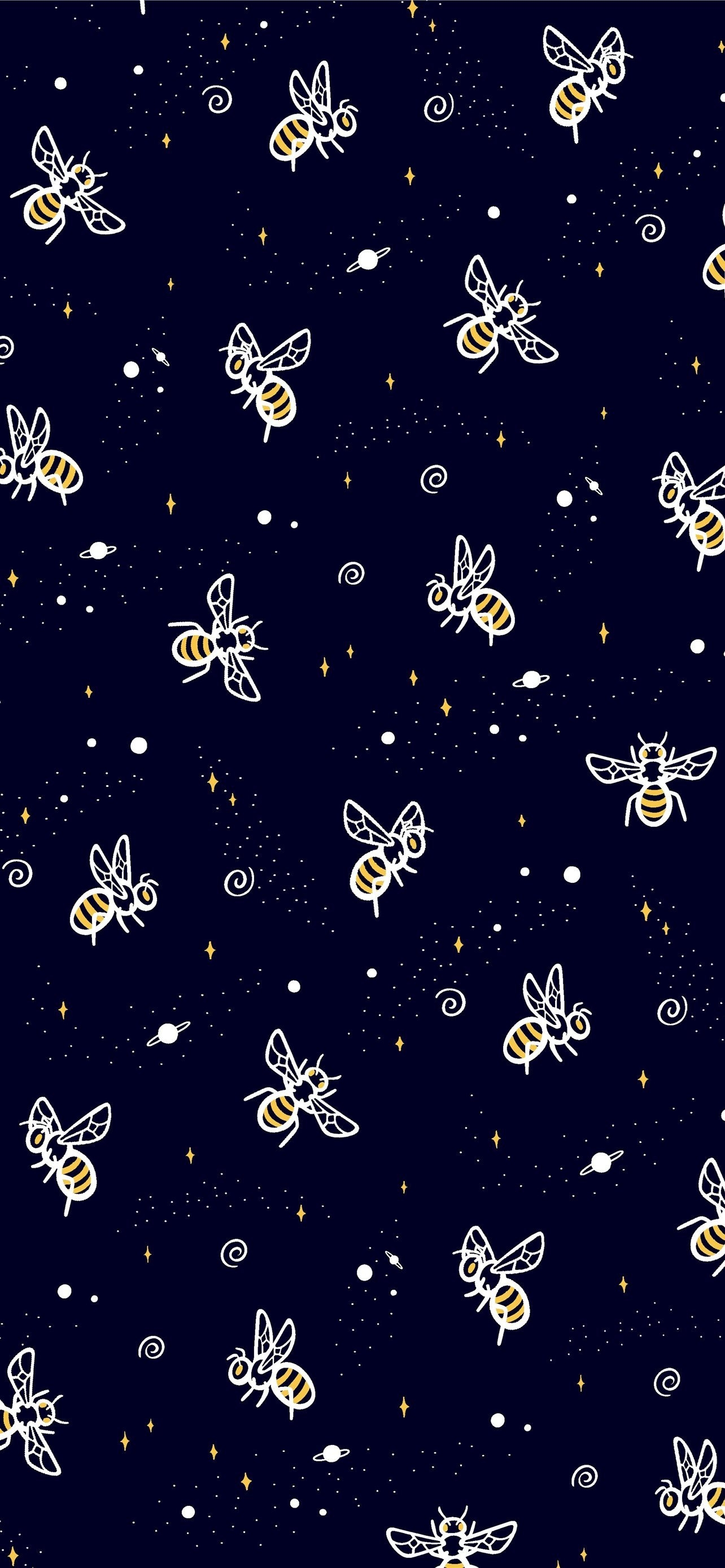 1290x2780 Bee pattern. Cute flying bees insects, Phone