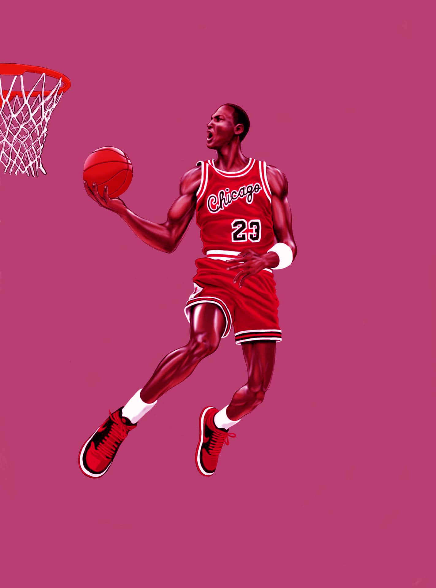 1430x1920 Download Michael Jordan shooting a basketball Wallpaper, Phone