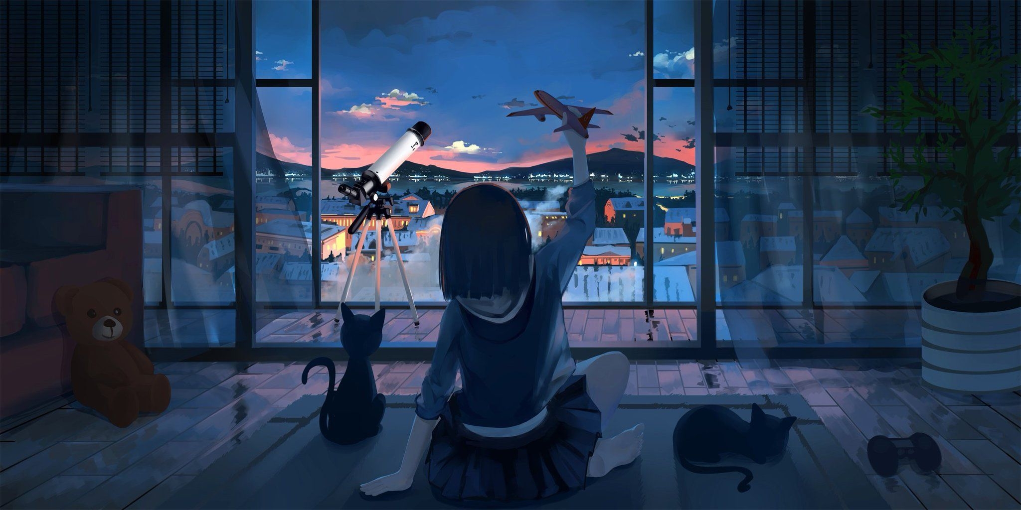 2050x1030 L.L on Twitter. Anime scenery wallpaper, Anime scenery, Scenery wallpaper, Desktop