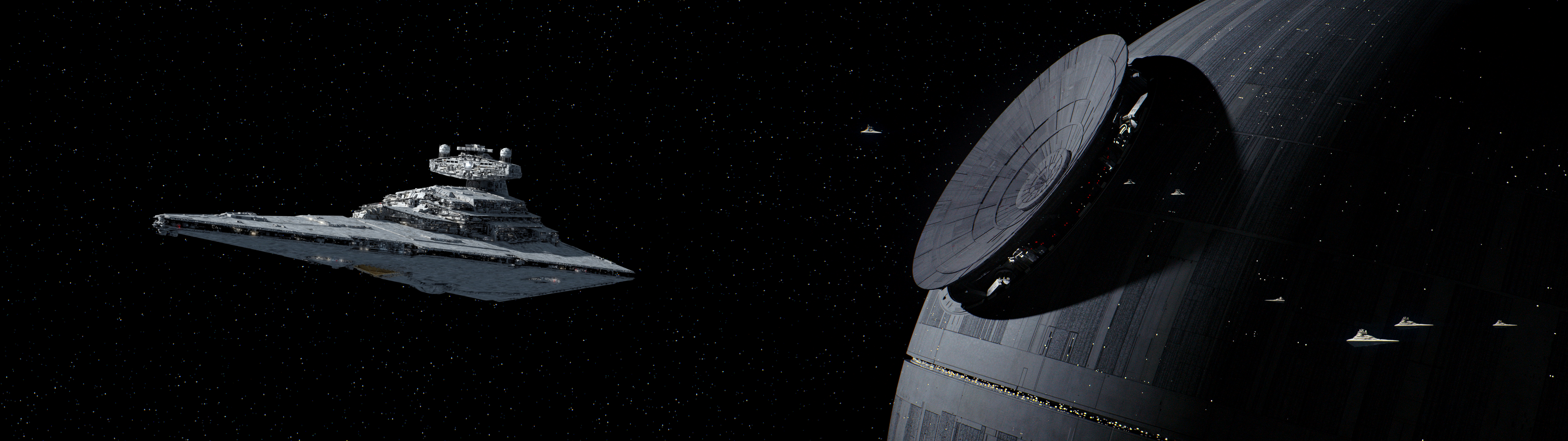 3840x1080 Star Wars, ultrawide, Star Destroyer, Death Star, Rogue One: A Star Wars Story, movies, science fiction, Imperial Forces, Star Wars Shipsx1080 Wallpaper, Dual Screen