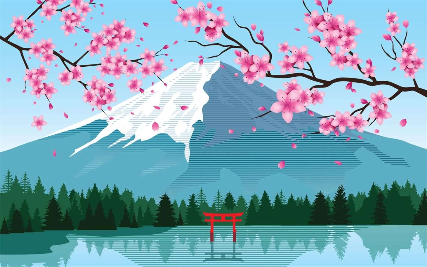 1400x880 Renderings Of Cherry Blossoms, Butterflies, And Flowers, Desktop