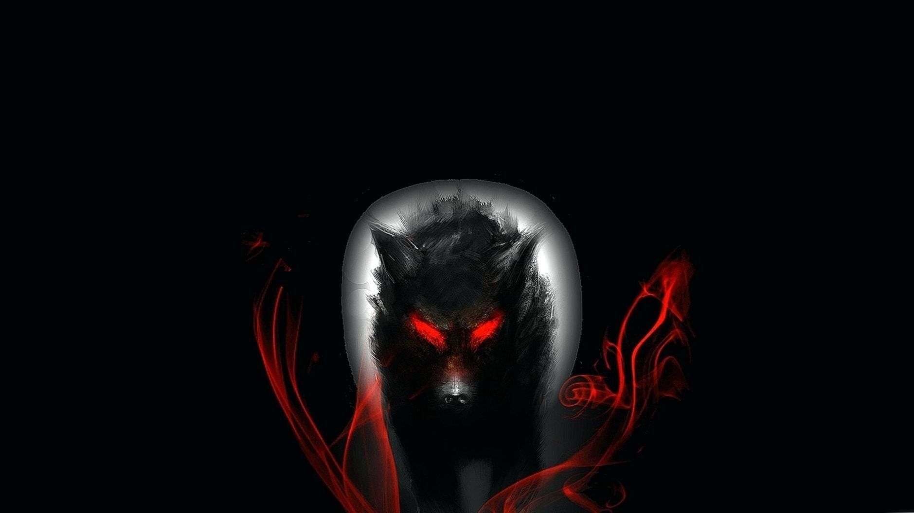 1880x1060 Black Wolf with Red Eyes Wallpaper Free Black Wolf with Red Eyes Background, Desktop