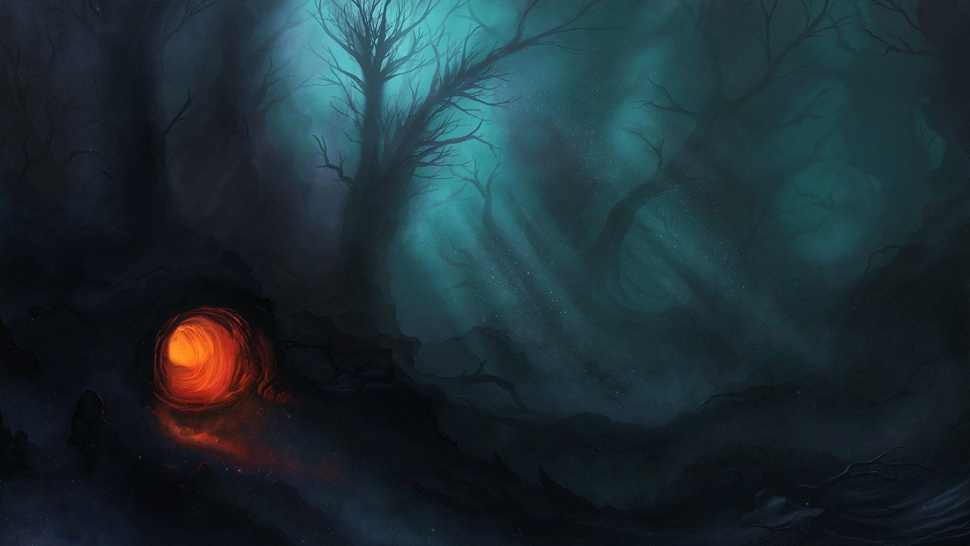 1920x1080 Cave light in the dark forest Wallpaper #, Desktop