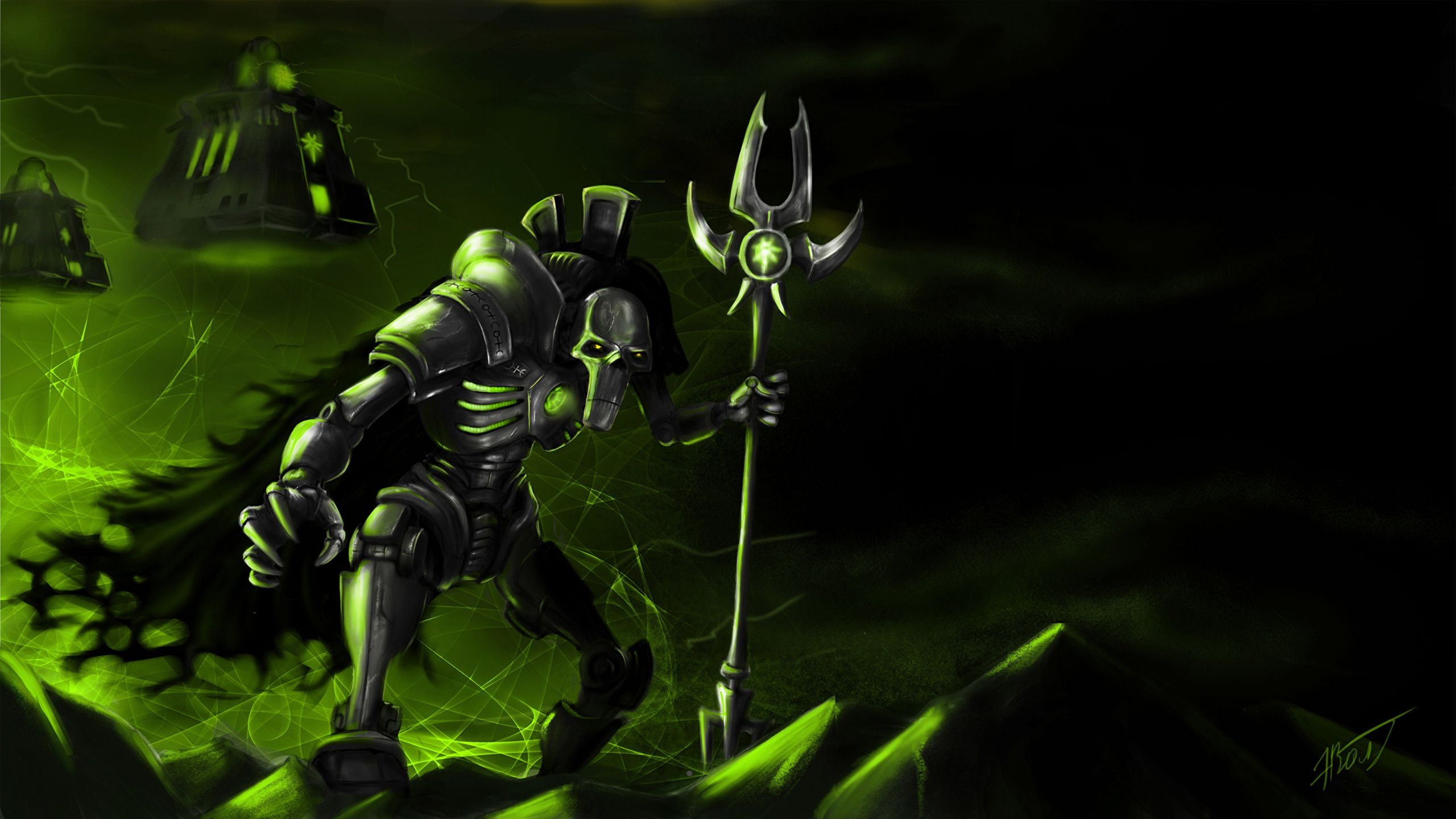 2560x1440 Image Warhammer 40000 Mage Staff Necron Lord Fantasy vdeo, Desktop