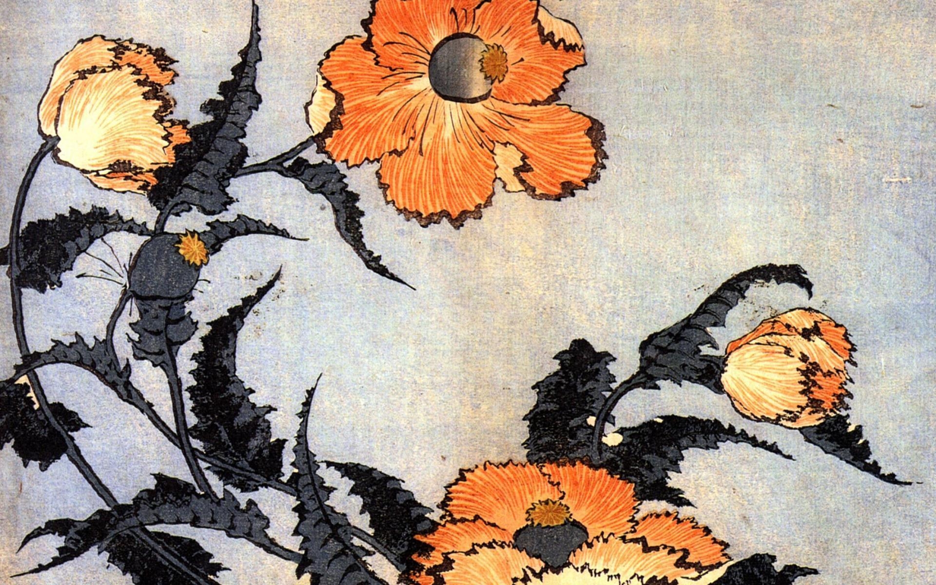 1920x1200 Hokusai Wallpaper, Poppies Katsushika Hokusai 1200×1920, Desktop