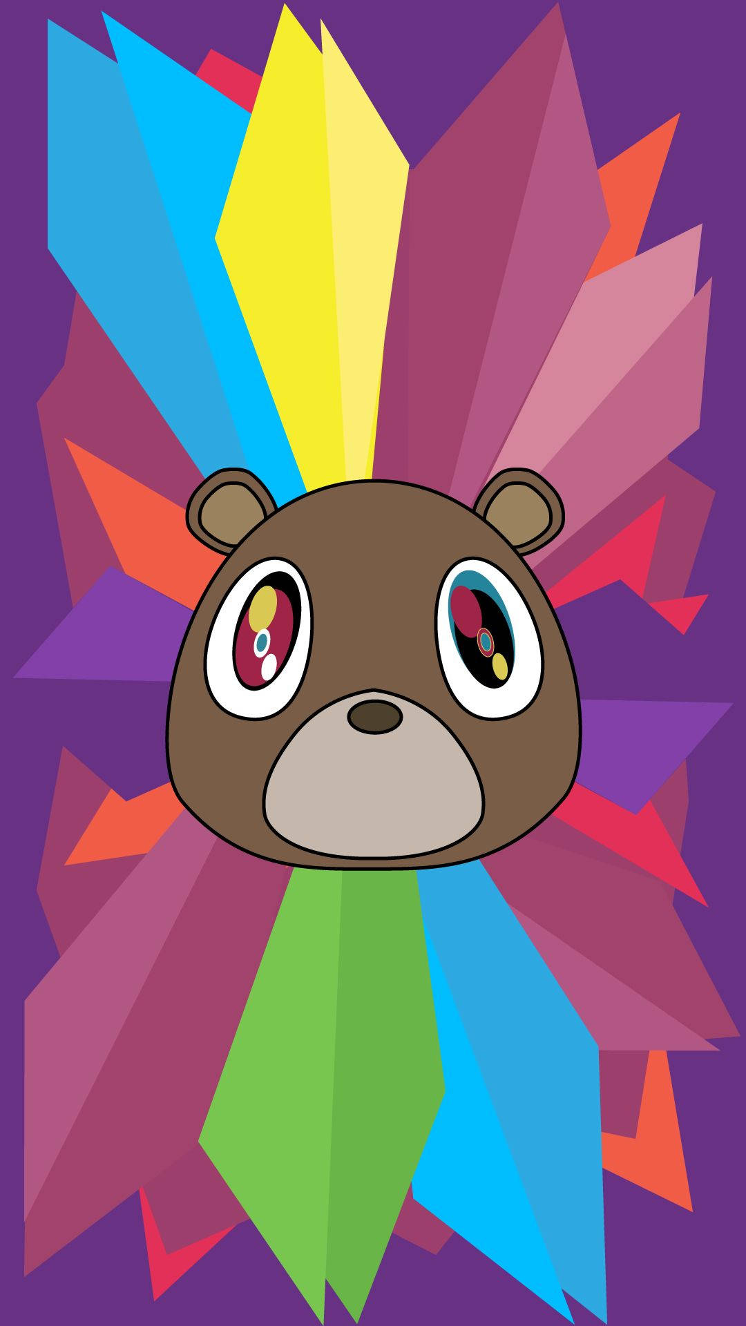 1080x1920 Download Kanye West Bear Rainbow Aesthetic Geometric Shapes Wallpaper, Phone