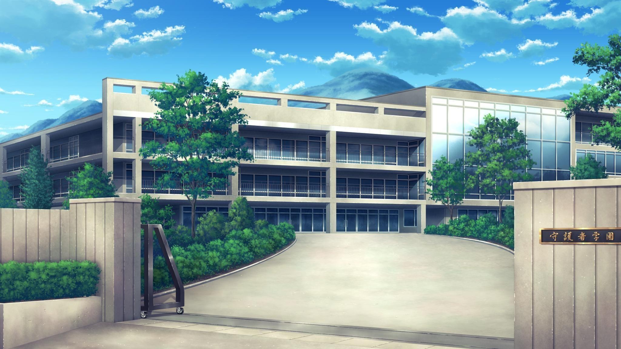 2050x1160 School Anime Scenery Background Wallpaper. Resources: Wallpaper, Desktop