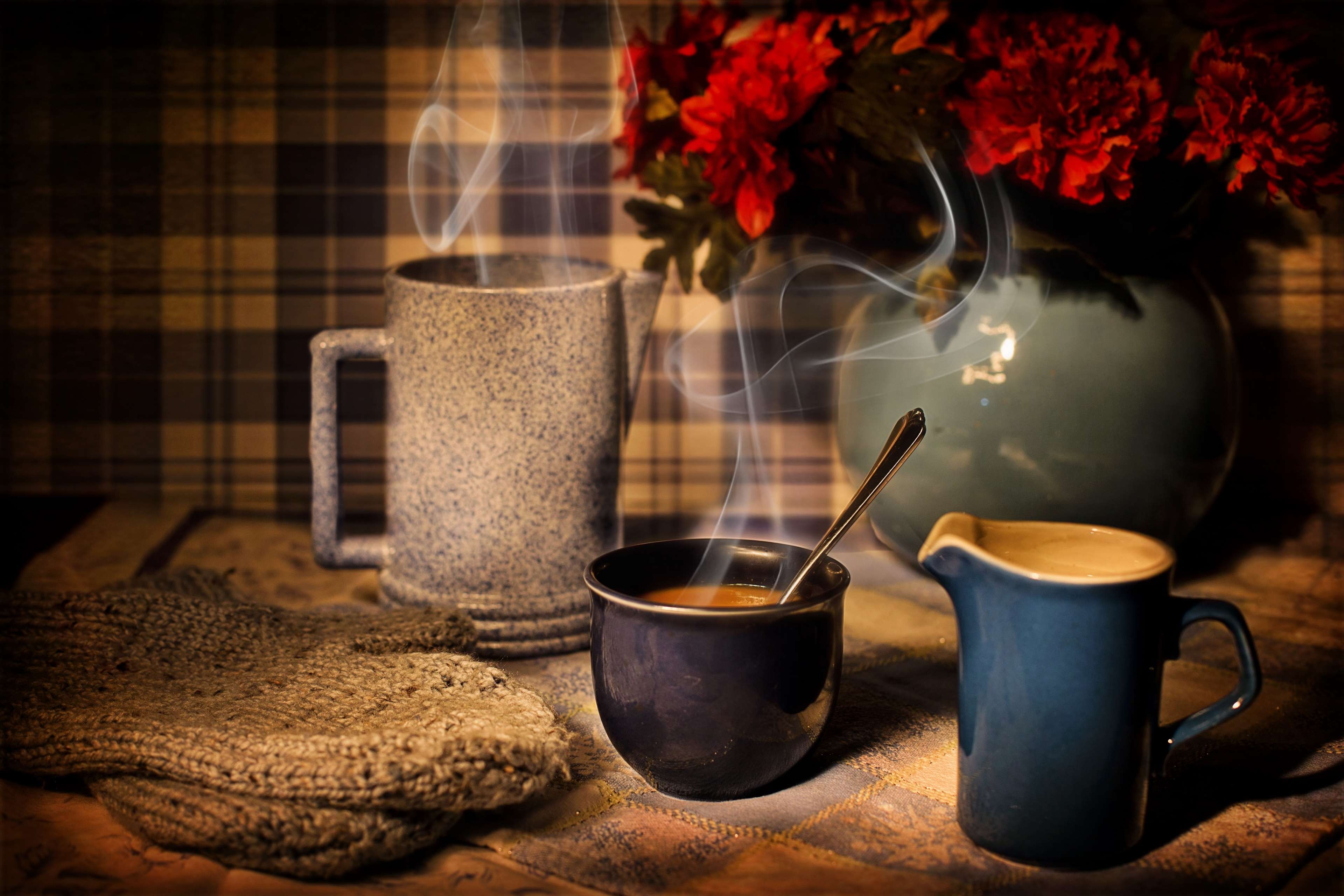 3840x2560 blue, breakfast, coffee, cozy, cup, drink, home, hot, Desktop