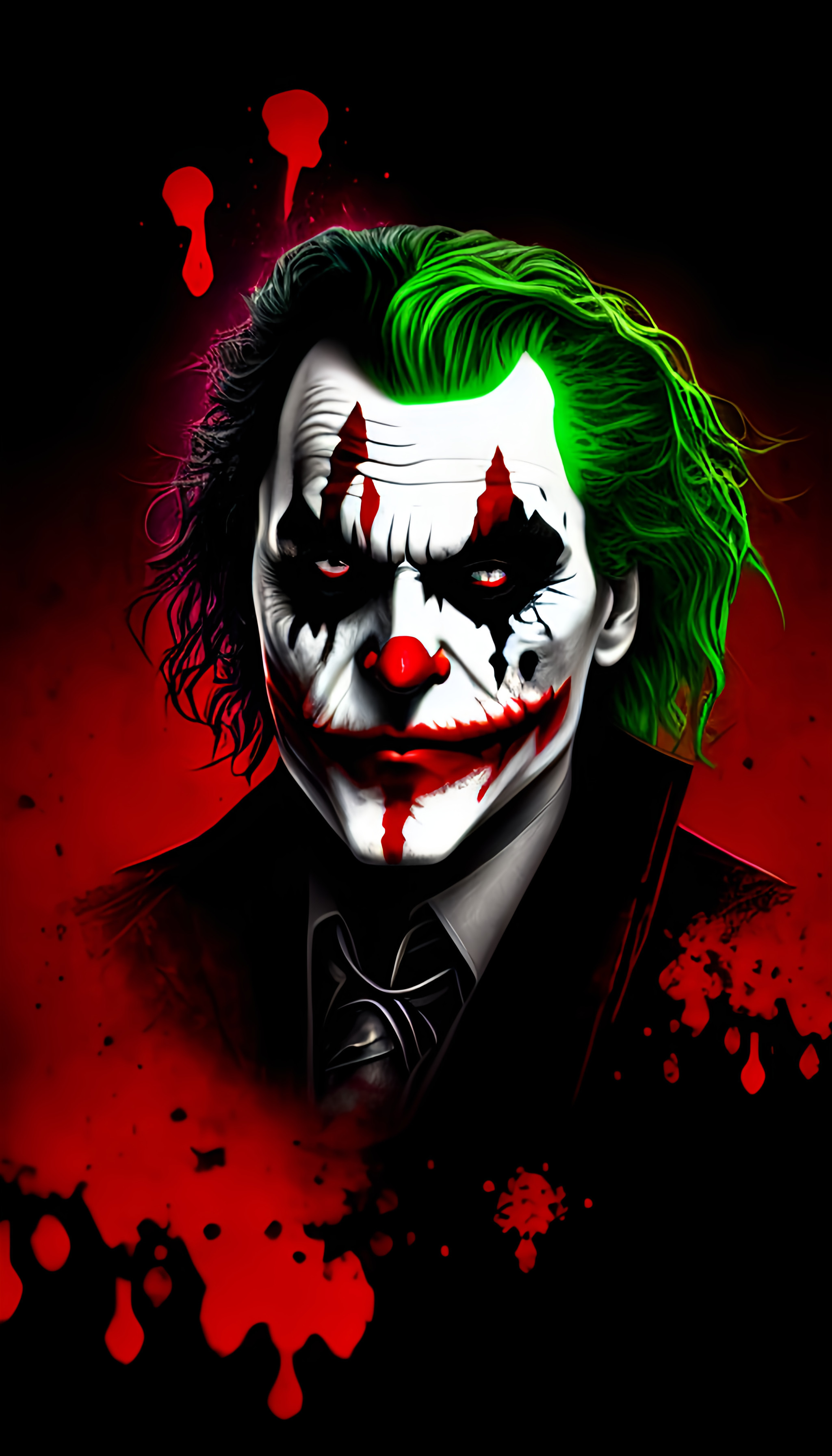 2050x3590 Wallpaper Joker, Red, Art, Graphics, Phone