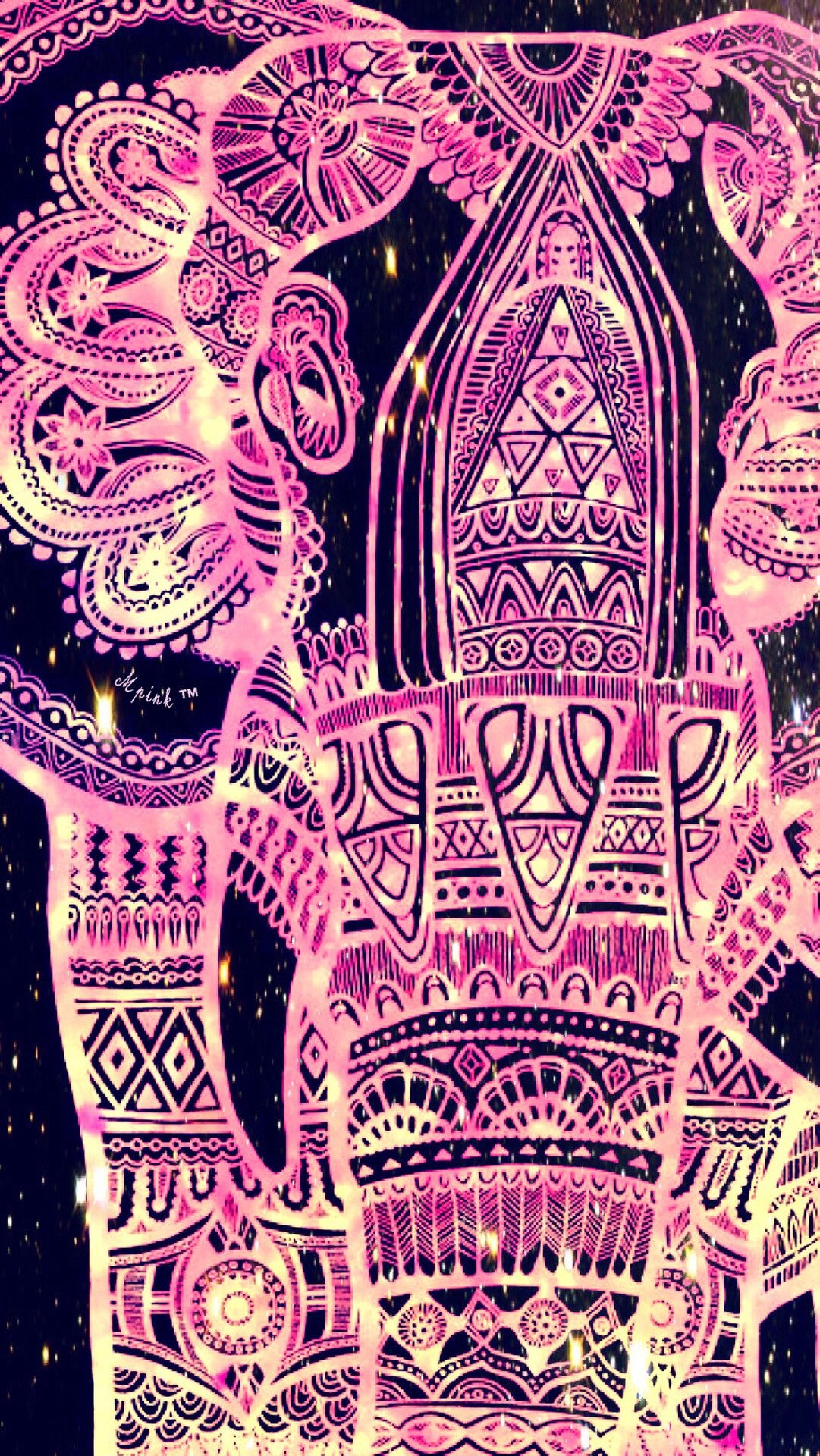 1090x1920 Tribal Pink Elephant Wallpaper Lockscreen Girly, Cute, Phone