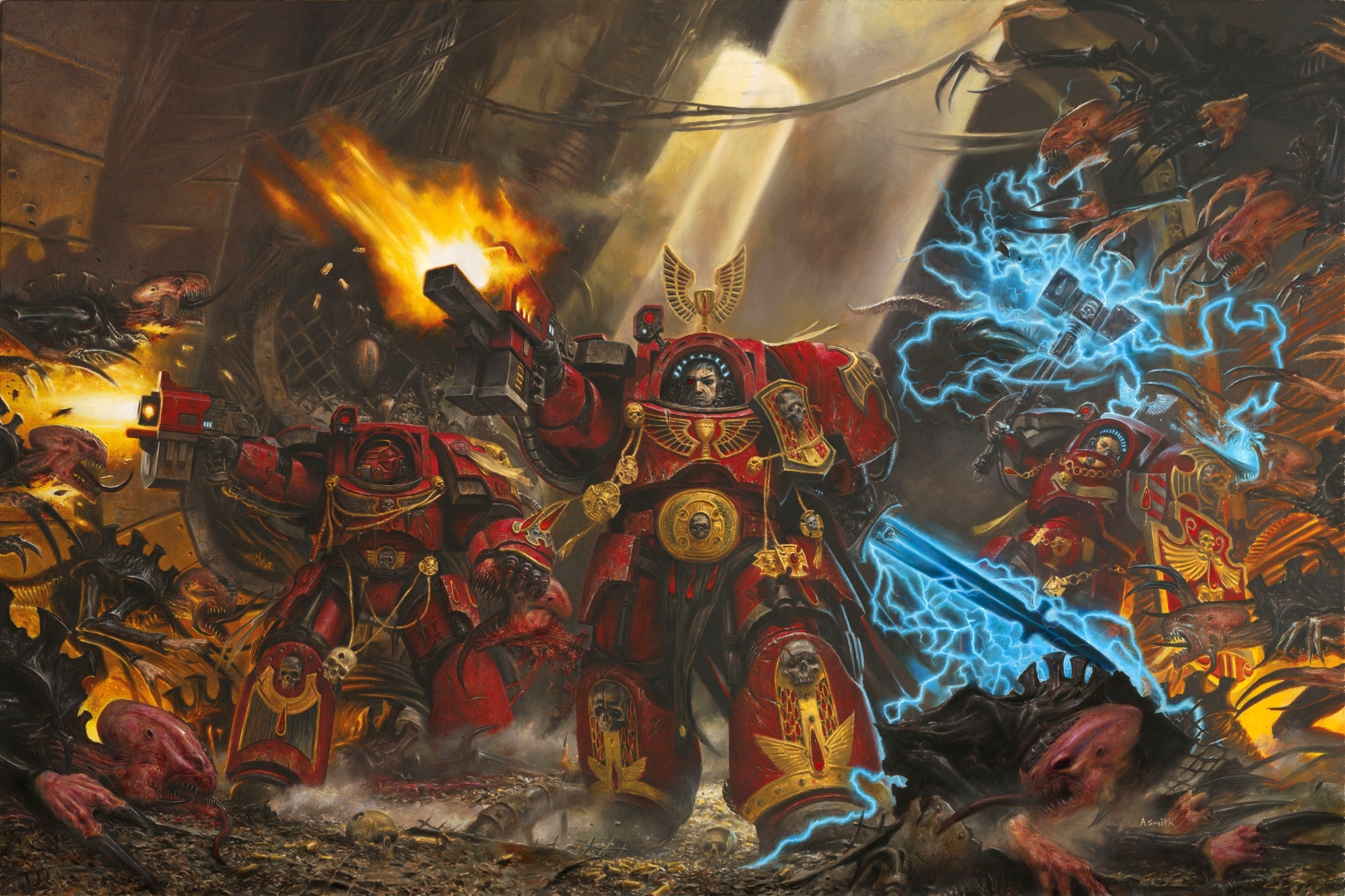 2500x1670 Warhammer 40k Blood Angels Armor Gun Desktop Wallpaper Smith Warhammer Art HD Wallpaper, Desktop