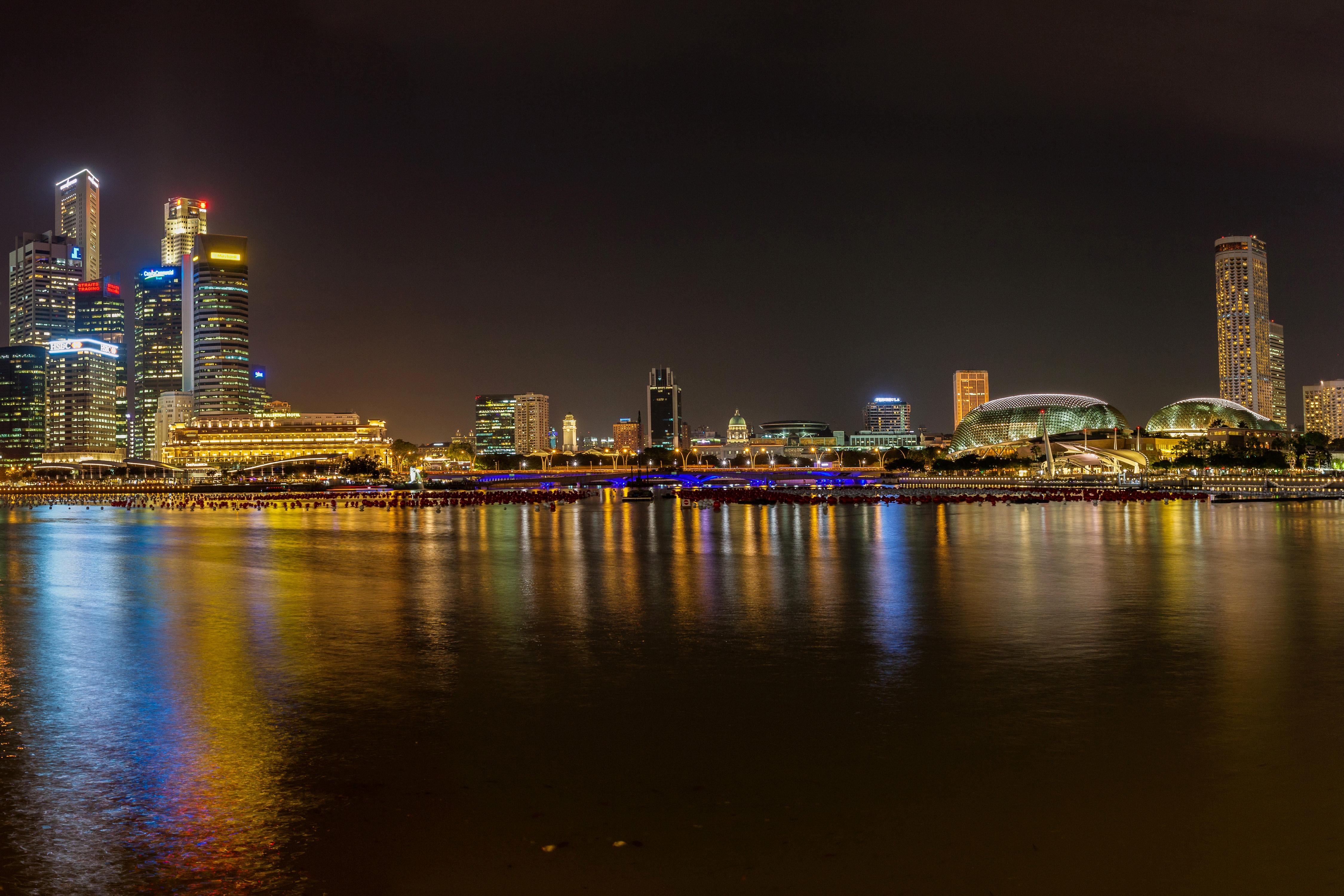 4500x3000 Wallpaper Singapore Rivers night time Cities Houses, Desktop