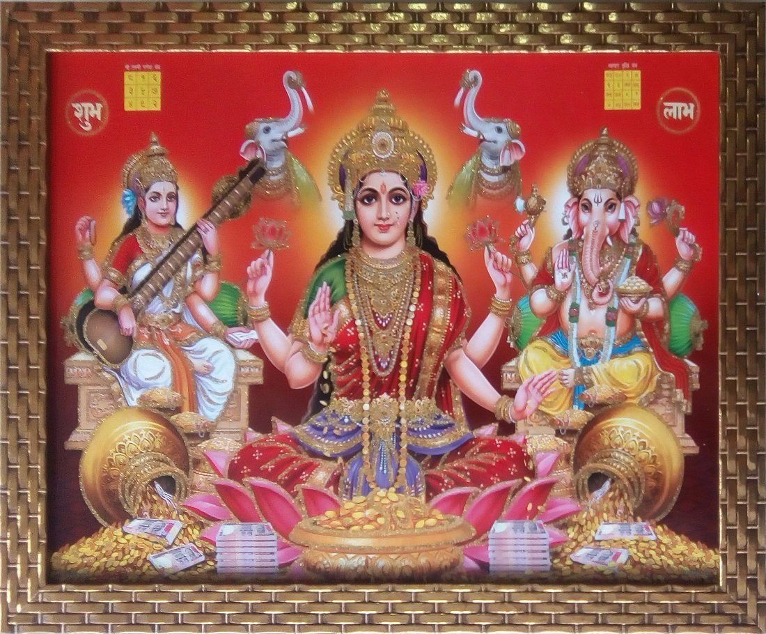 1100x910 Buy Shree Handicraft Laxmi Ganesh Saraswati Ji Diwali Pooja Photo Frame (Acrylic, 34 x 44 x 1 cm) Online at Low Prices in India, Desktop