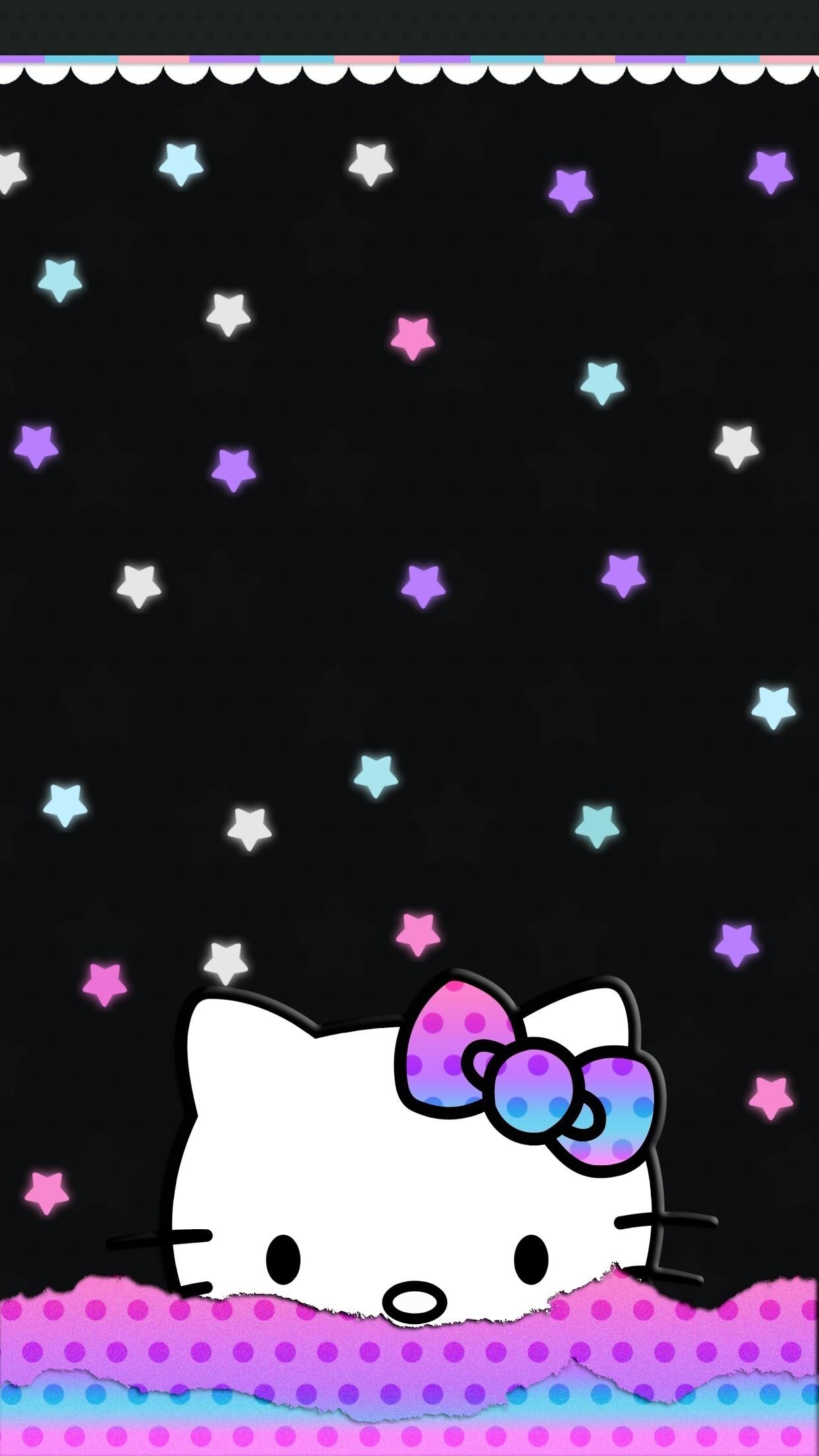 1250x2210 Black Cute Hello Kitty Wallpaper, Phone