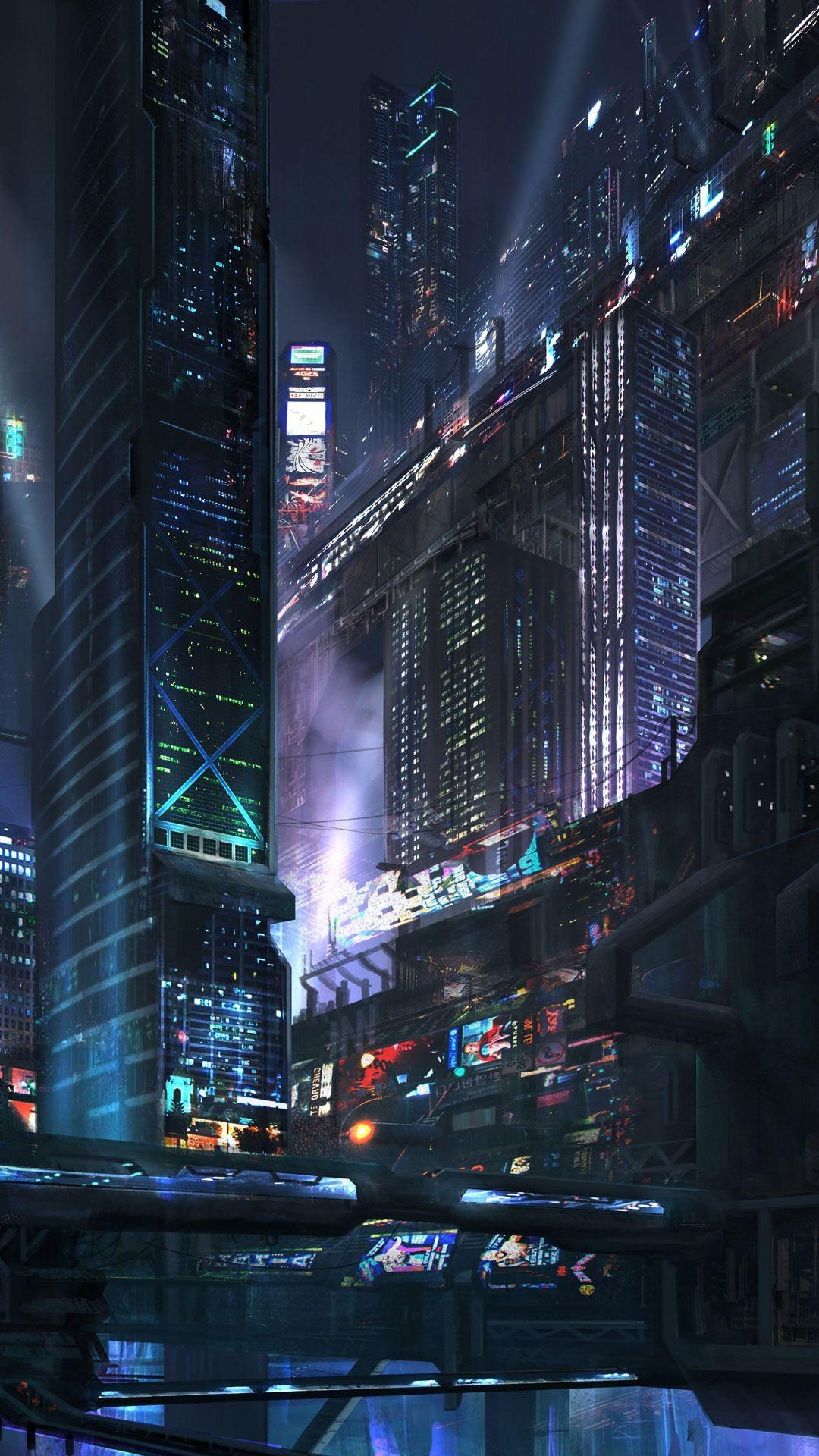 1080x1920 Futuristic city at night Mobile Wallpaper 14008. Wallpaper, Phone