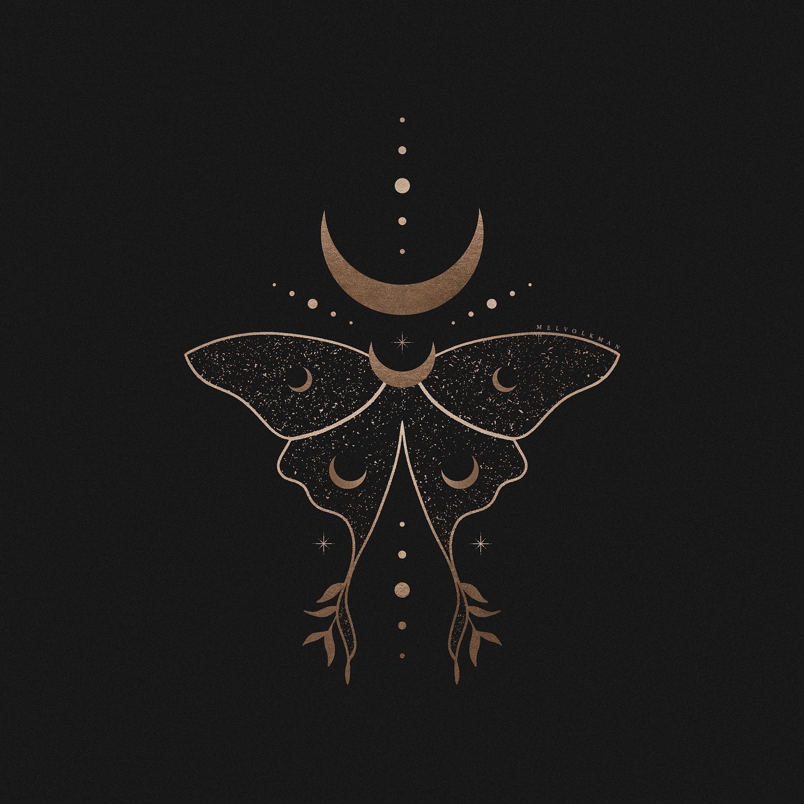 1600x1600 Cosmic Luna Moth Illustration by Mel Volkman. Moth illustration, Moon tattoo, Witch tattoo, Phone