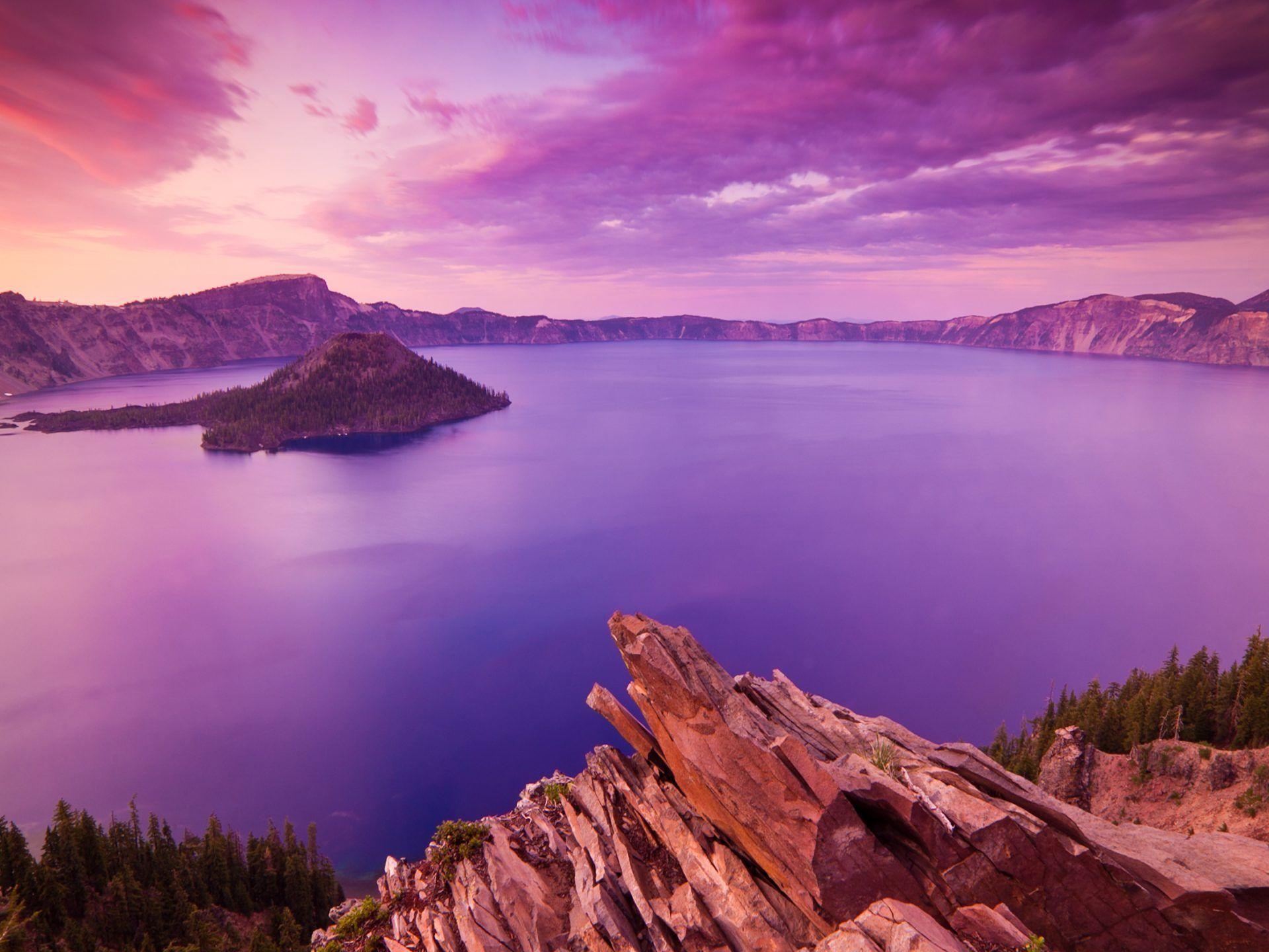 1920x1440 Sunset At Crater Lake National Park Oregon Full HD Wallpaper, Desktop