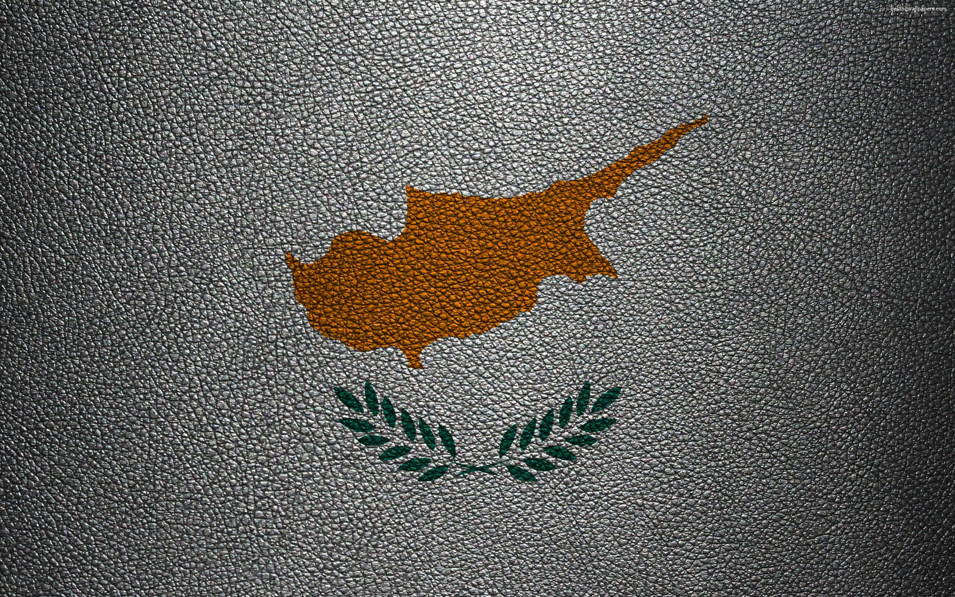 3840x2400 Download wallpaper Flag of Cyprus, 4k, leather texture, Cyprus flag, Desktop