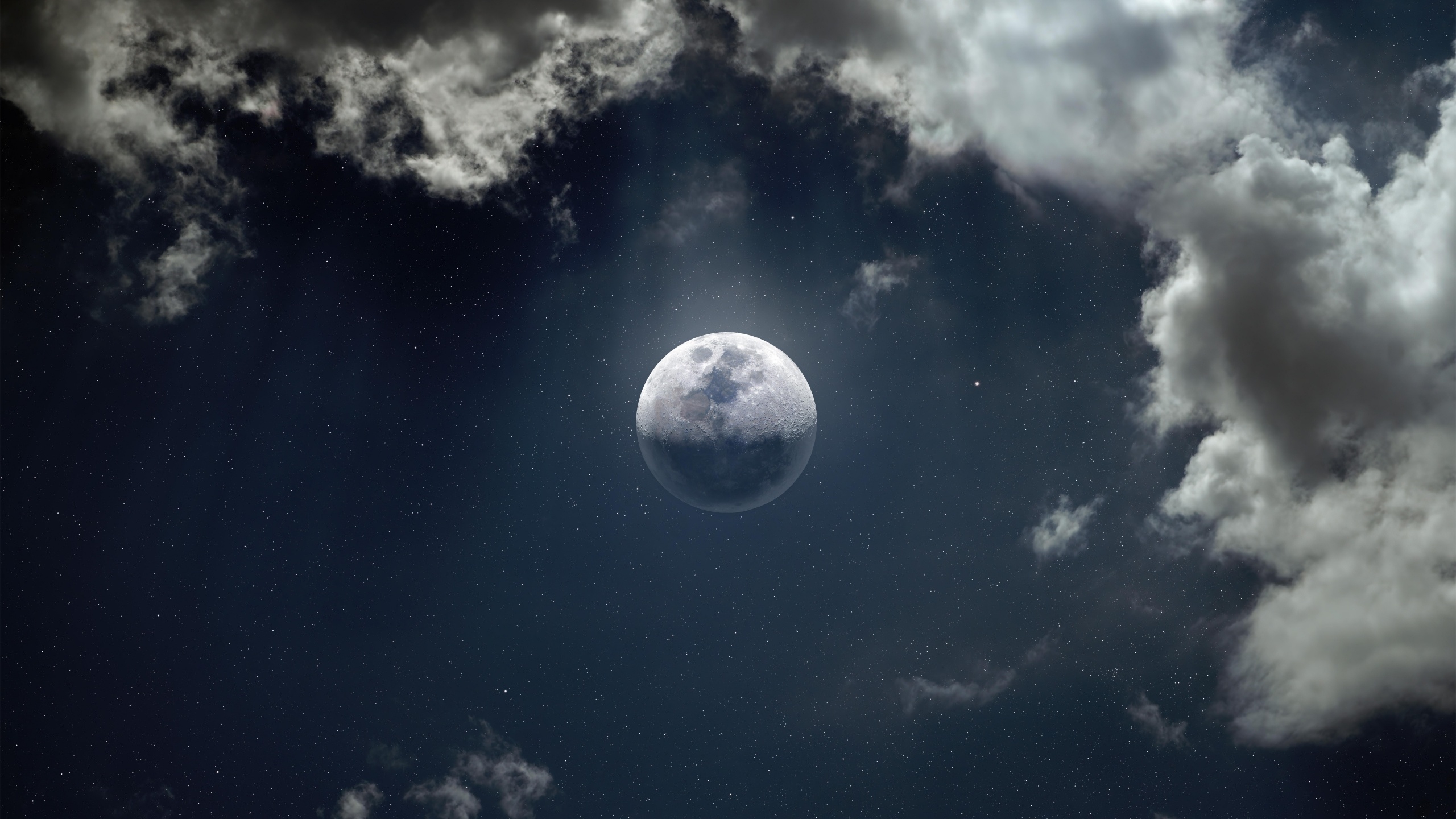 2560x1440 Moon Wallpaper 4K, Clouds, Stars, 5K, 8K, Space, Desktop