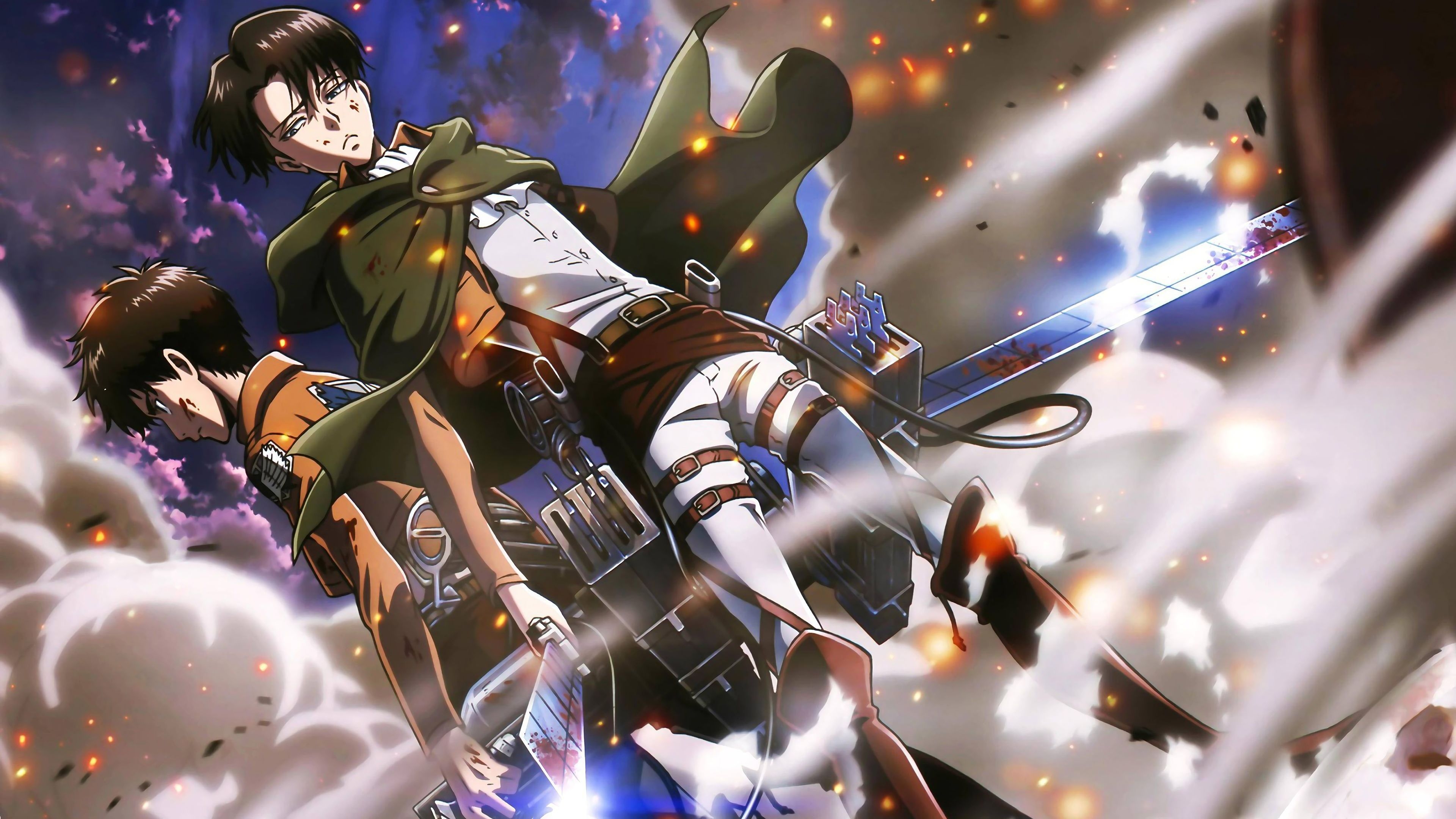 3840x2160 Levi and Eren Yeager Attack on Titan Shingeki no Kyojin 4K. Attack on titan, Anime computer wallpaper, HD background, Desktop