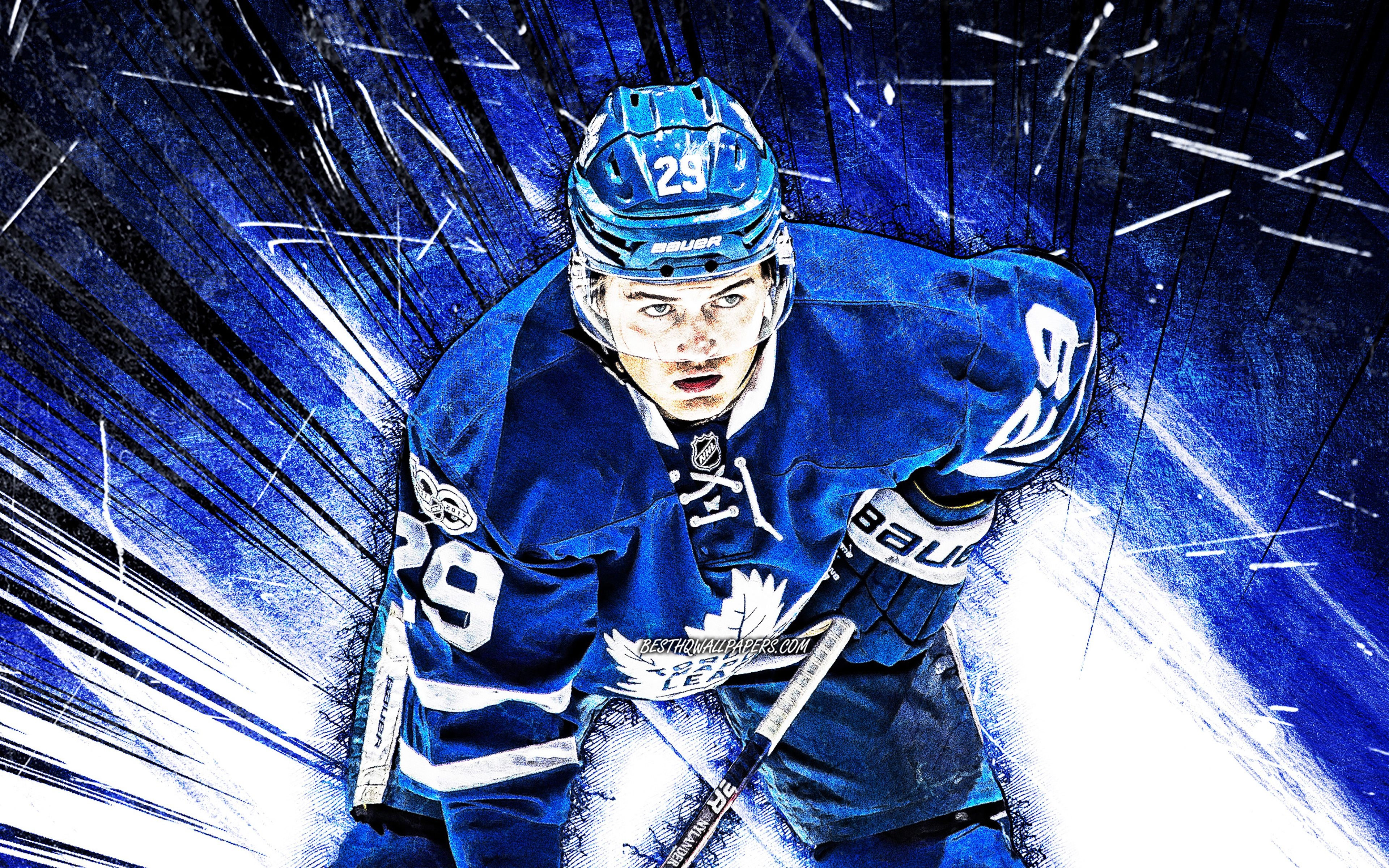 3840x2400 Download wallpaper 4k, William Nylander, grunge art, NHL, Toronto, Desktop