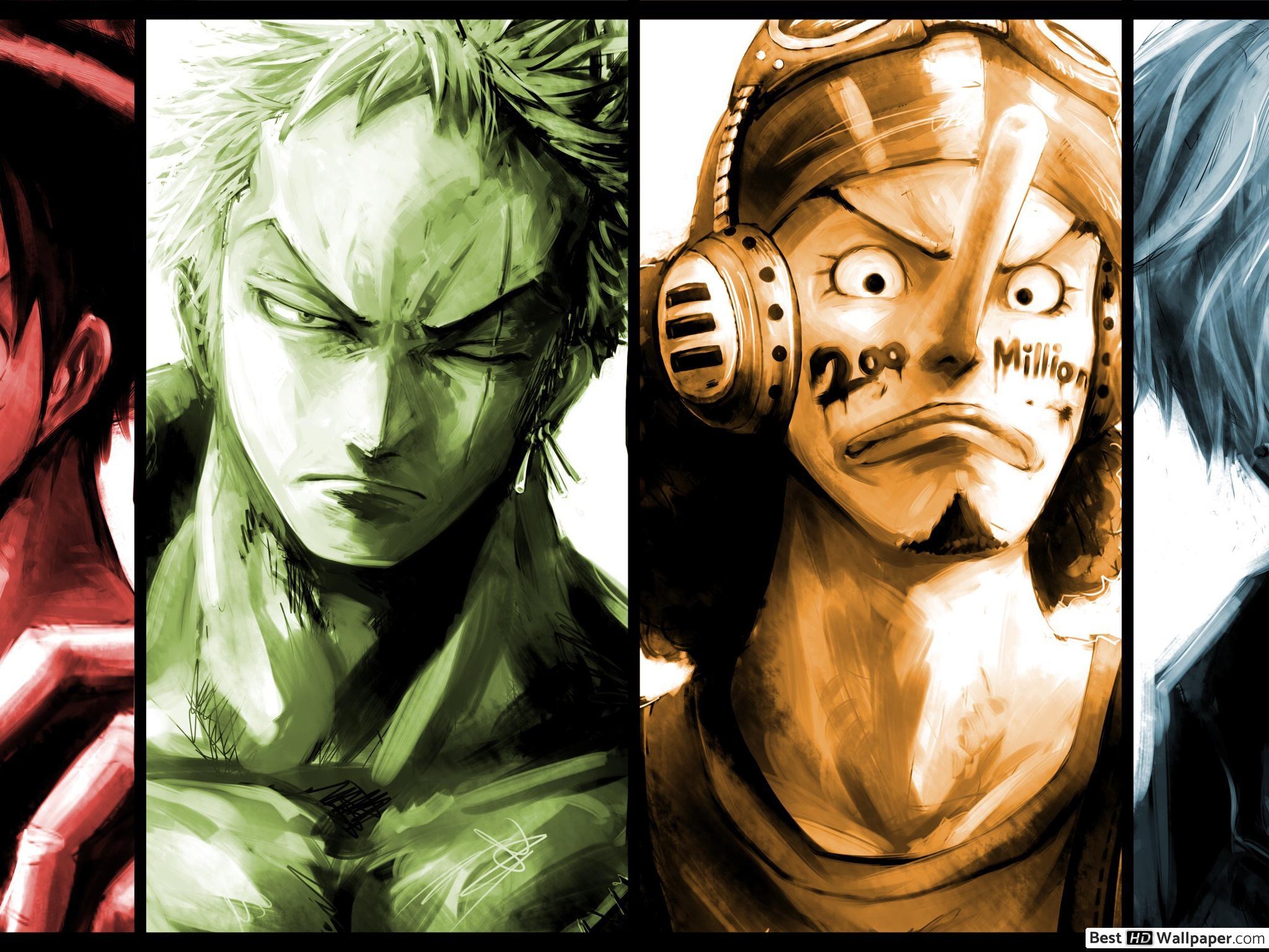 2050x1540 One Piece D. Luffy, Zoro Roronoa, Usopp, Sanji Vinsmoke HD wallpaper download, Desktop