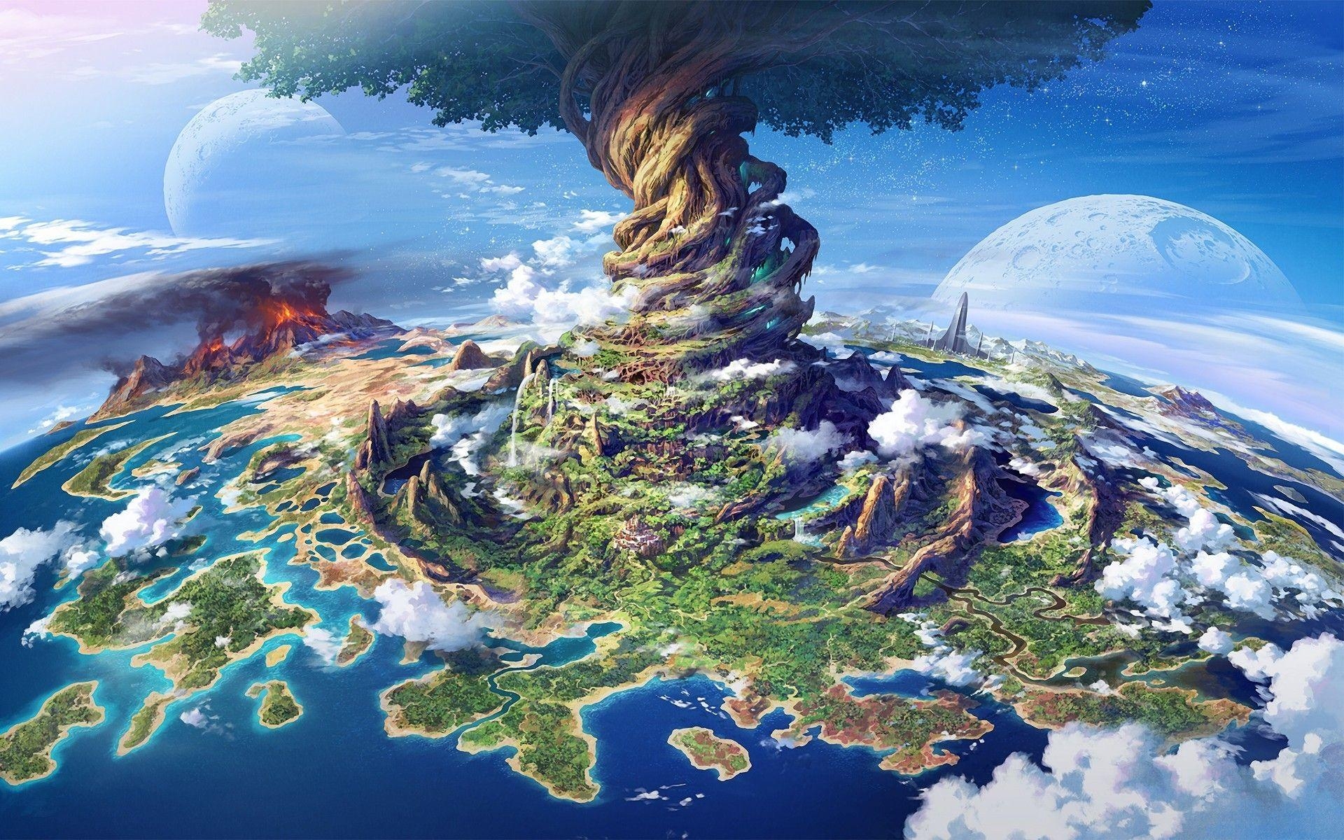 1920x1200 Earth, #planet, #World Tree, #Yggdrasil, #volcano, #Etrian Odyssey, Desktop