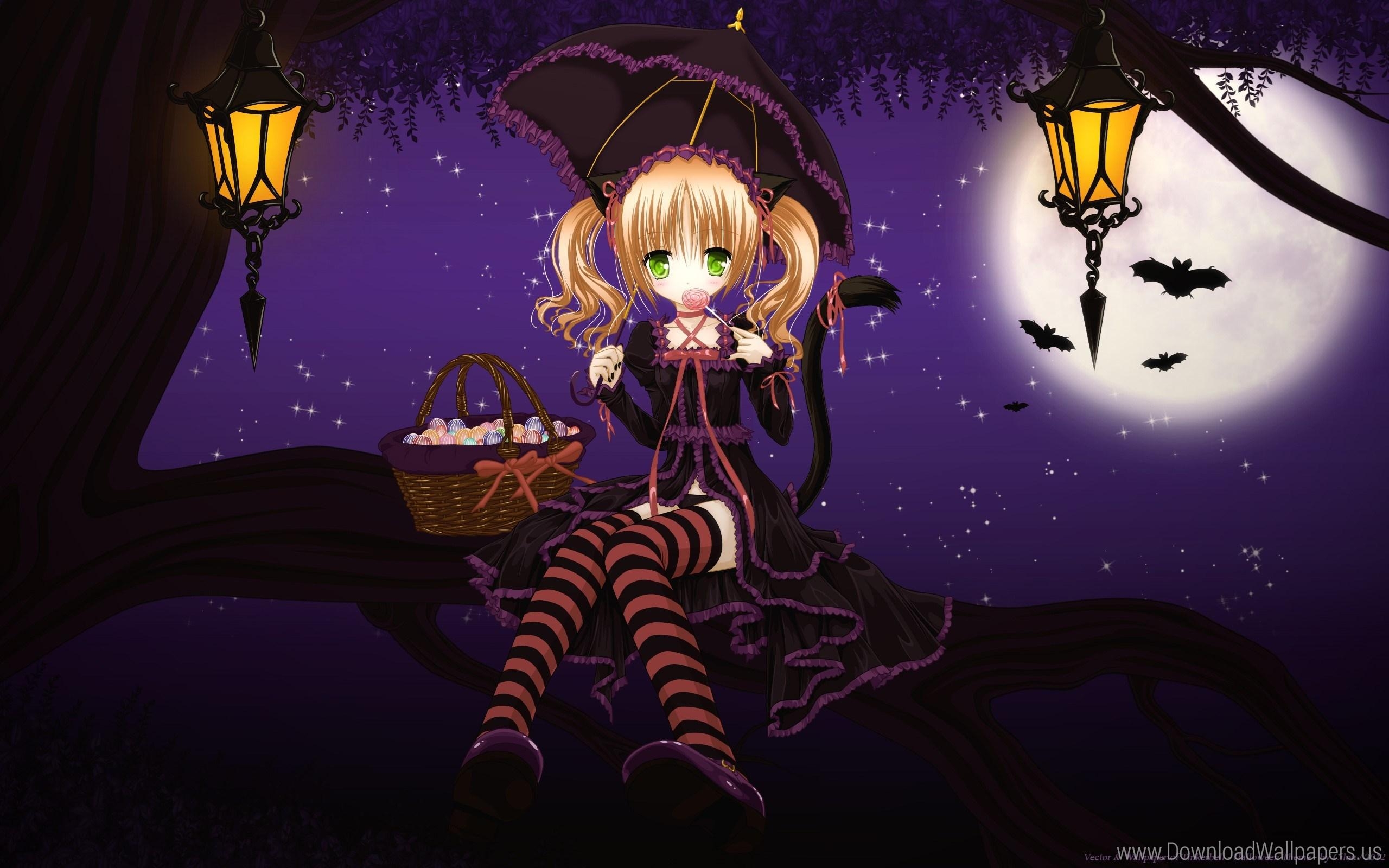 2560x1600 Cute Halloween Anime Girl Wallpaper, Desktop