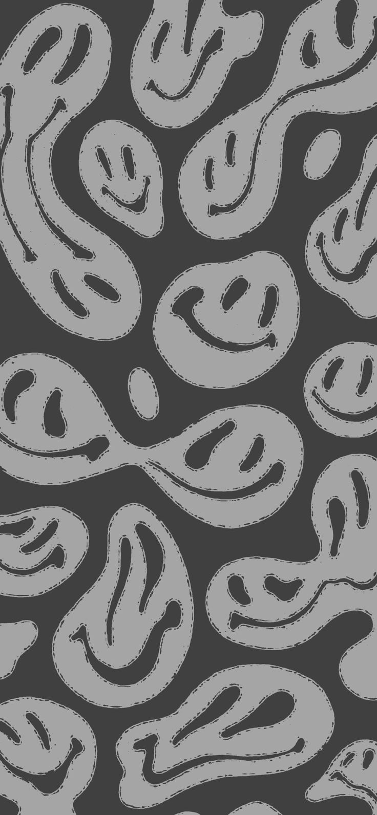 740x1600 Trippy Smiley Face Black & Yellow, Phone