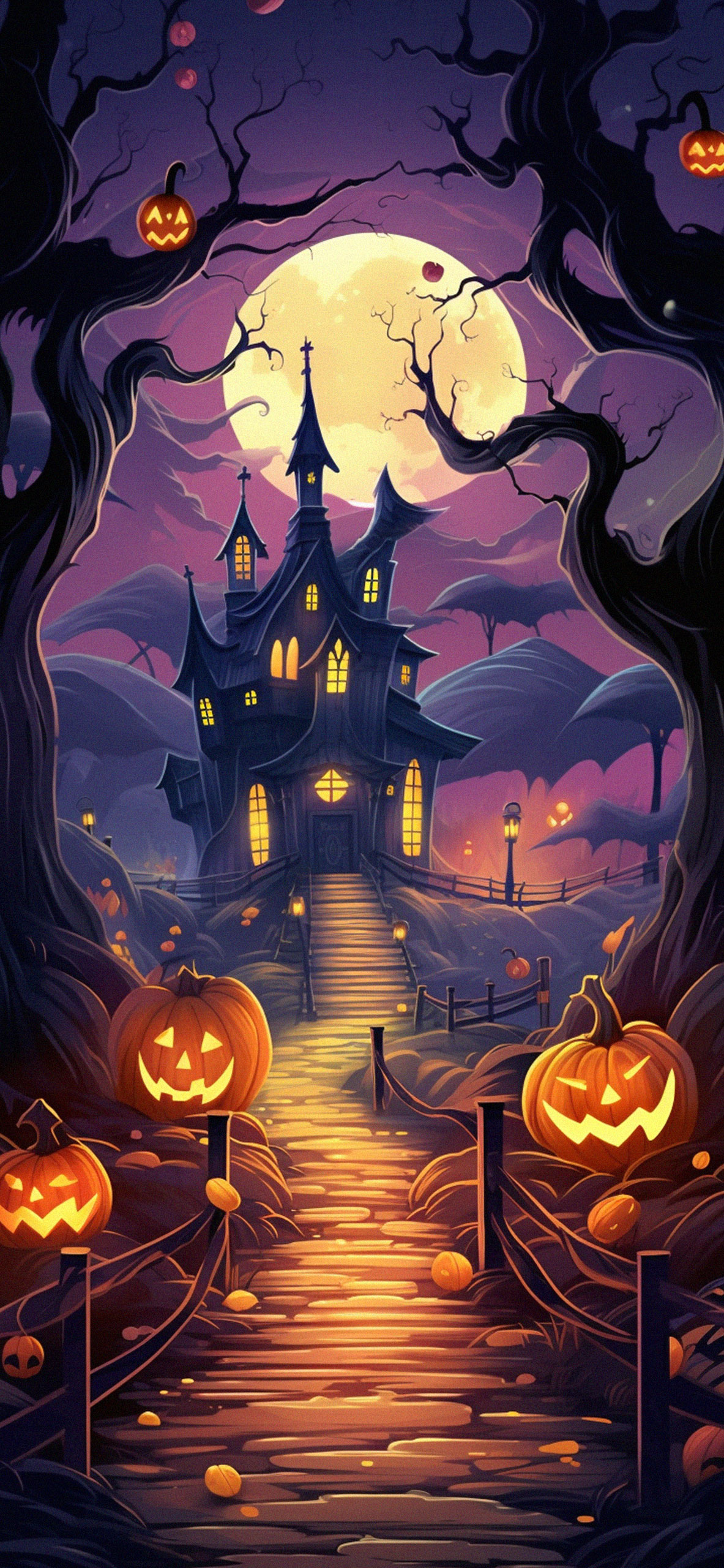 1190x2560 Cartoon Style Halloween Wallpaper Halloween Wallpaper, Phone