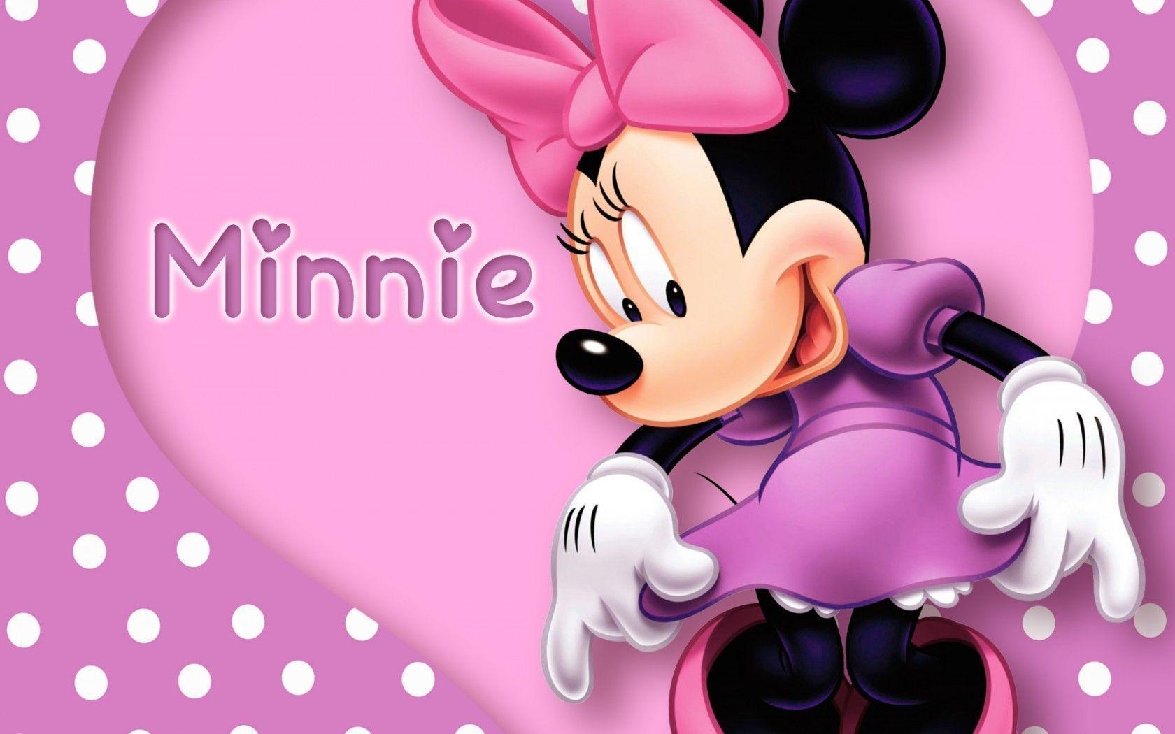 1680x1050 Minnie Wallpaper, mouse, cartoon, disney, pink, purple, polka dots, Desktop