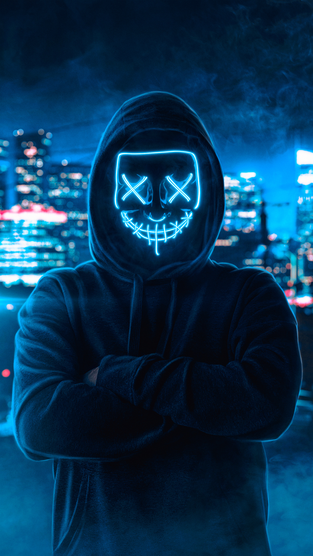 1080x1920  hoodie, artist, hd, neon, mask for iPhone 8 wallpaper, Phone