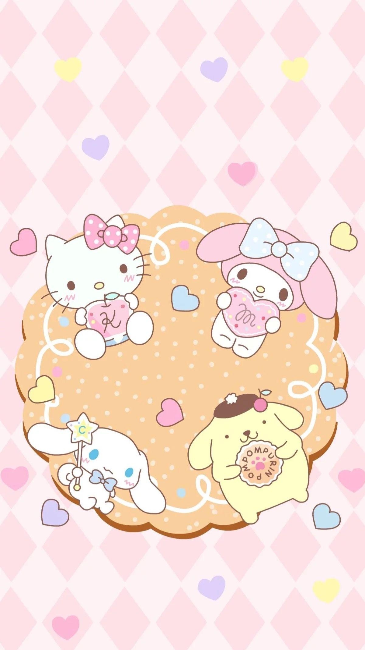 1200x2140 Hello Kitty, My Melody, Cinnamonroll, Pompompurin. Silksreen, Phone