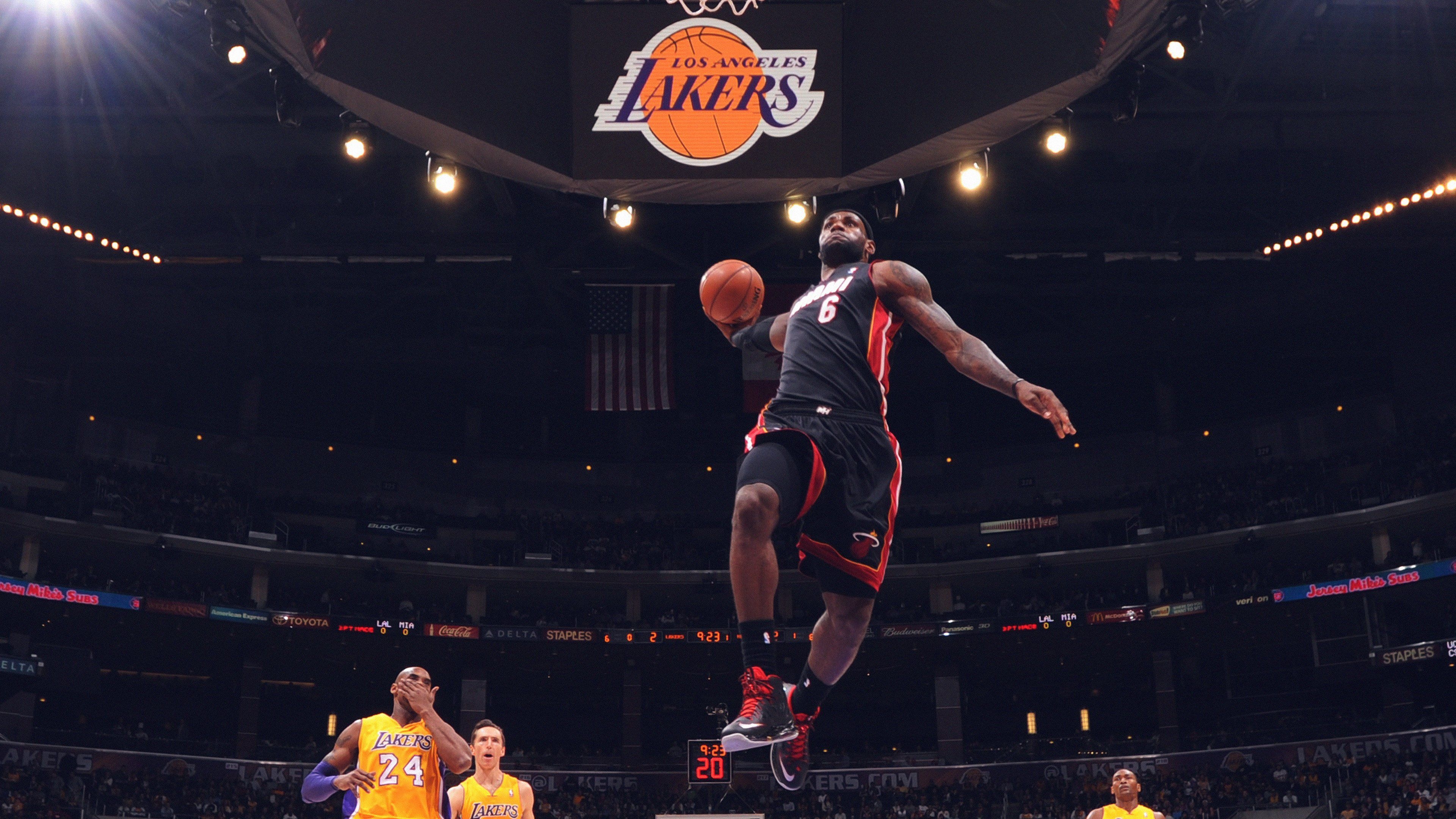 3840x2160 desktop wallpaper. lebron james nba basketball dunk, Desktop