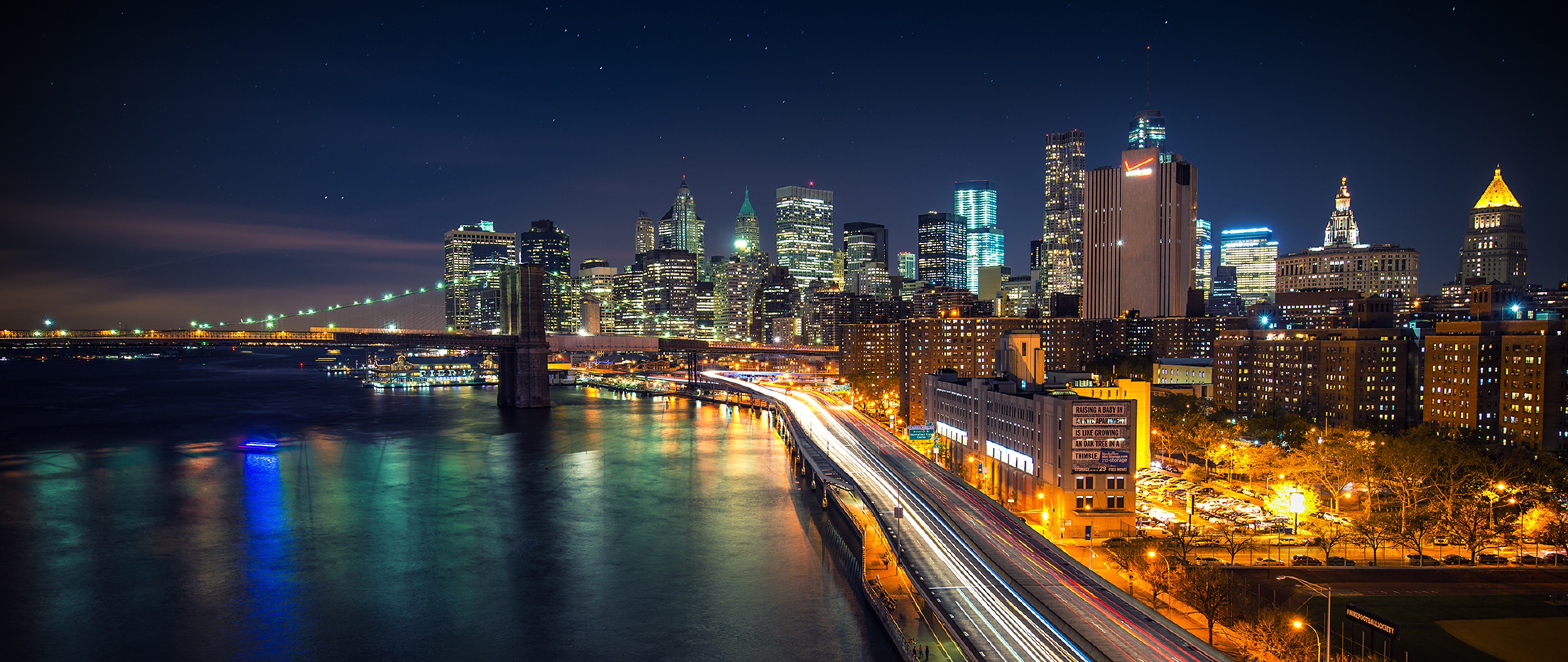 5120x2160 Stunning view Manhatten in New York Ultra Wide TV, Dual Screen