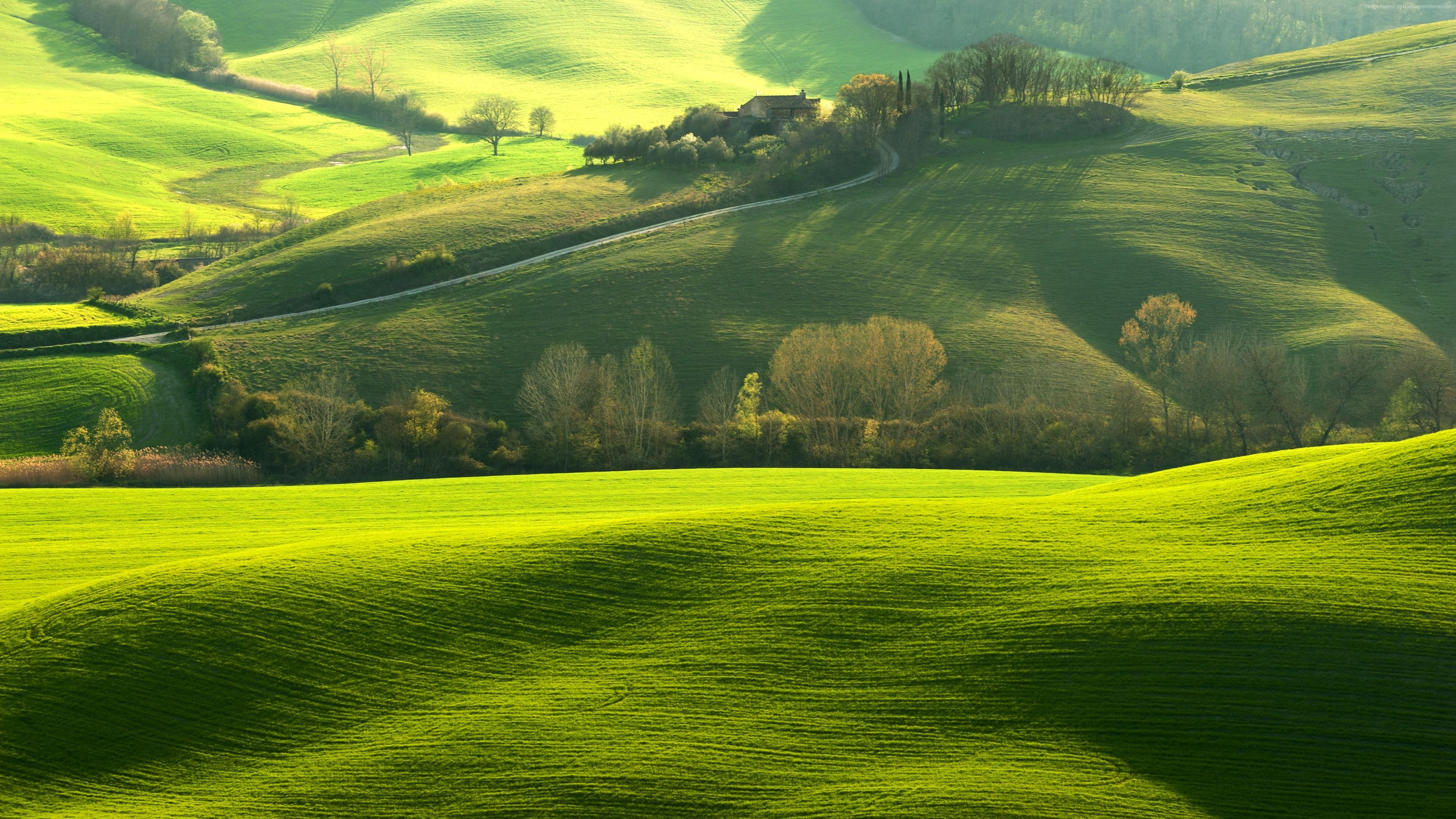 3840x2160 Wallpaper Tuscany, Italy, Europe, hills, green, field, 8k, Nature, Desktop