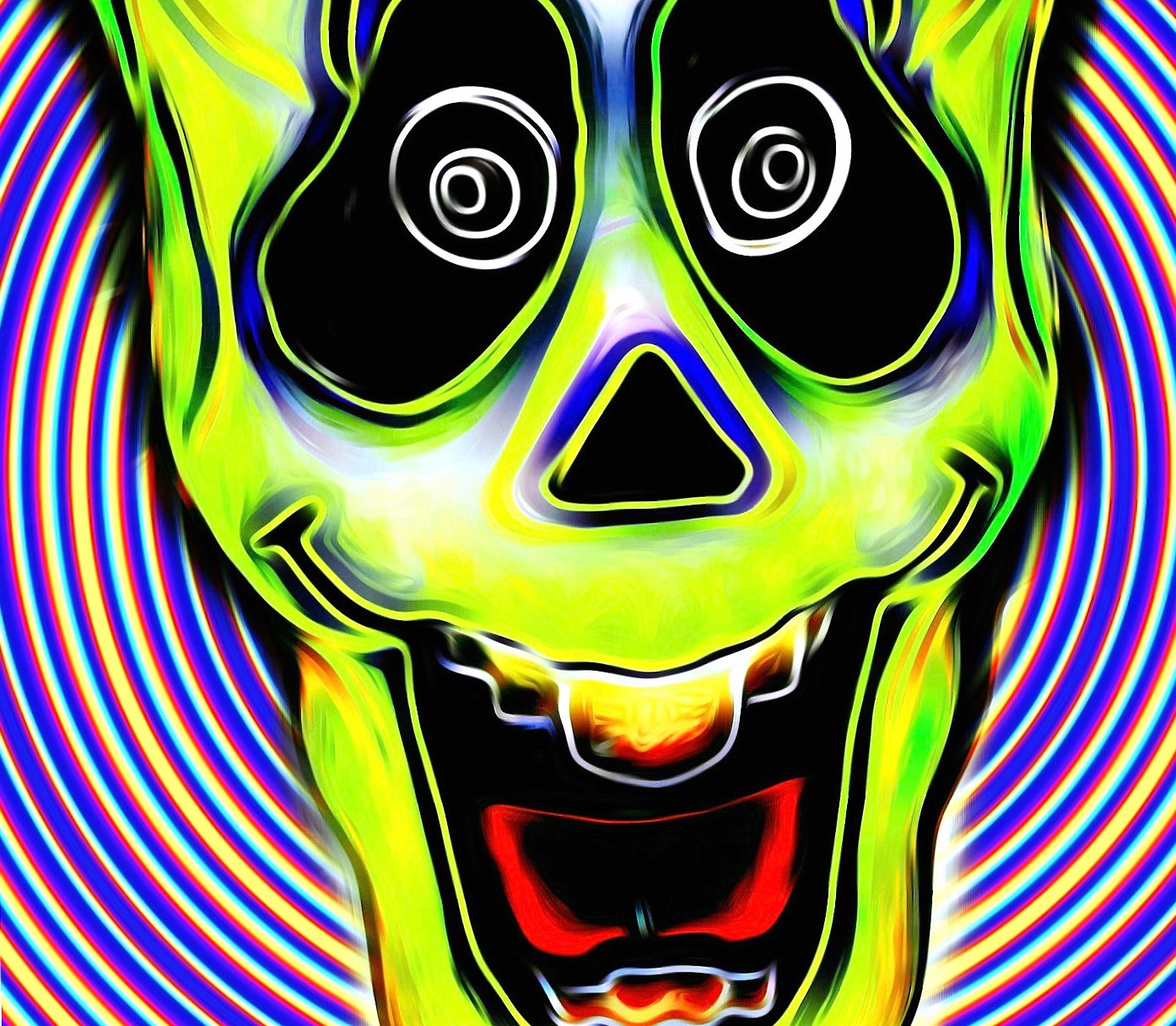 1400x1220 Green Trippy skull Wallpaper HD Download, Desktop